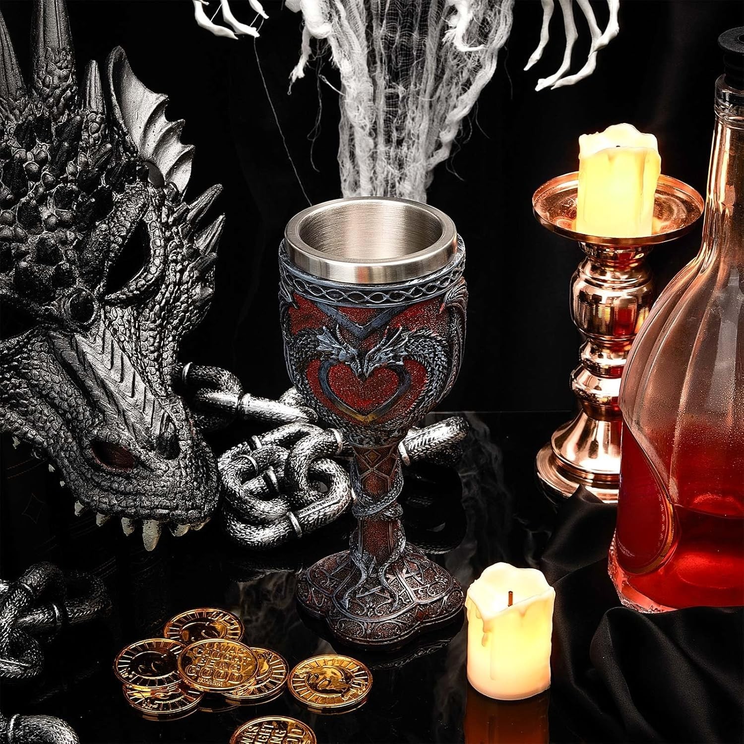 2 Pcs Medieval Cups and Goblets Dragon Wine Goblet Chalice Goblet 7 Oz Resin...