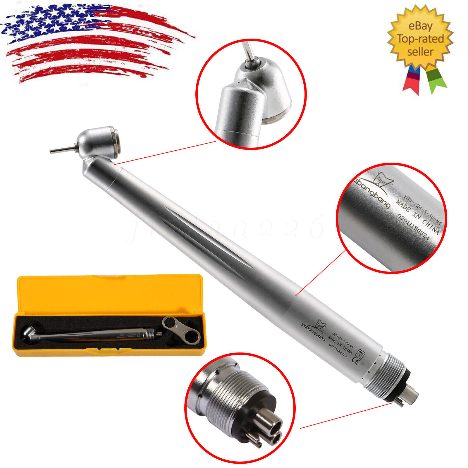 Yabangbang Dental 45 Degree Surgical High Speed Handpiece Push Button 4Hole WCA4