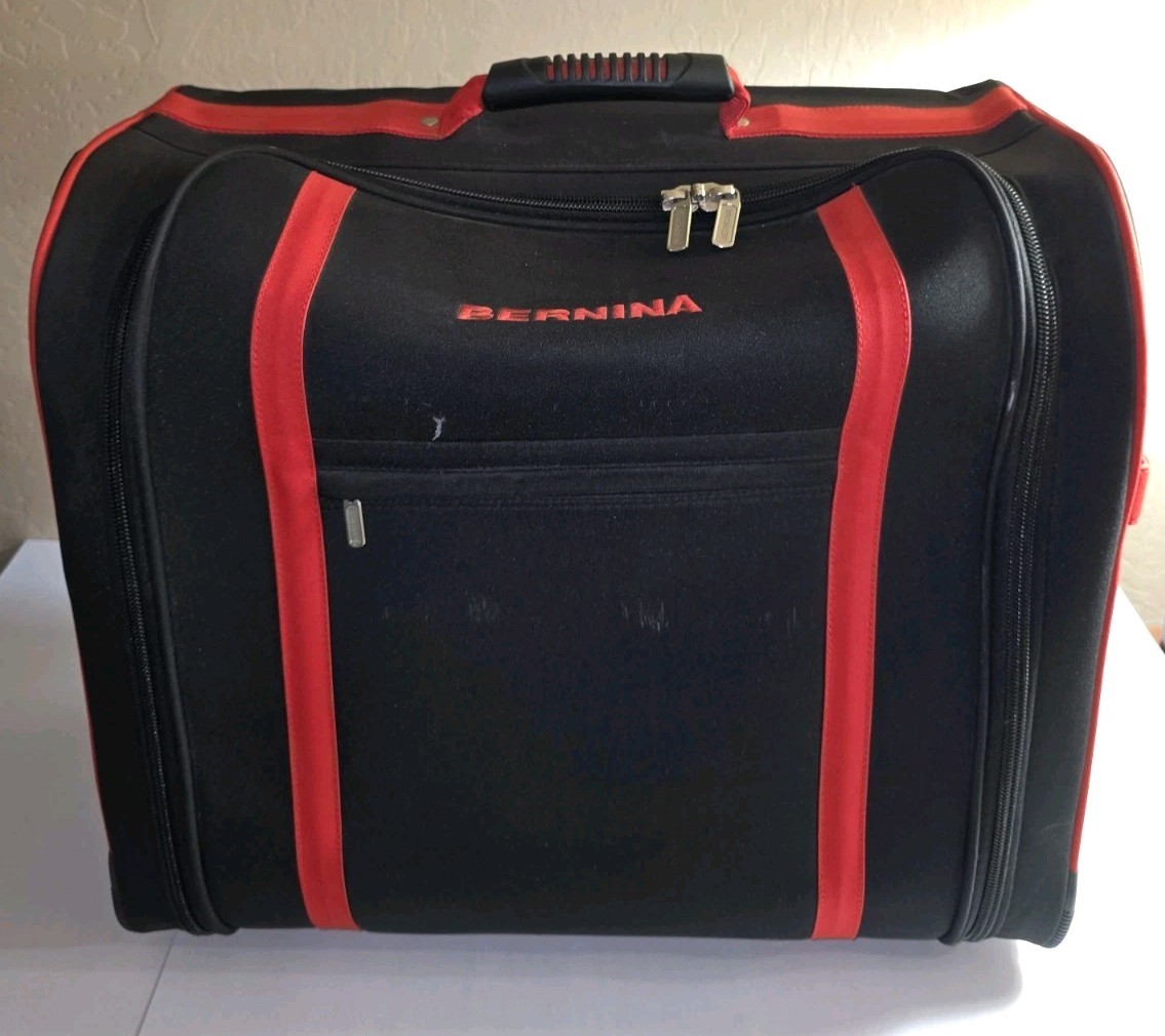 Nice Bernina Large Sewing Machine Luggage Carrying Bag Black & Red Case