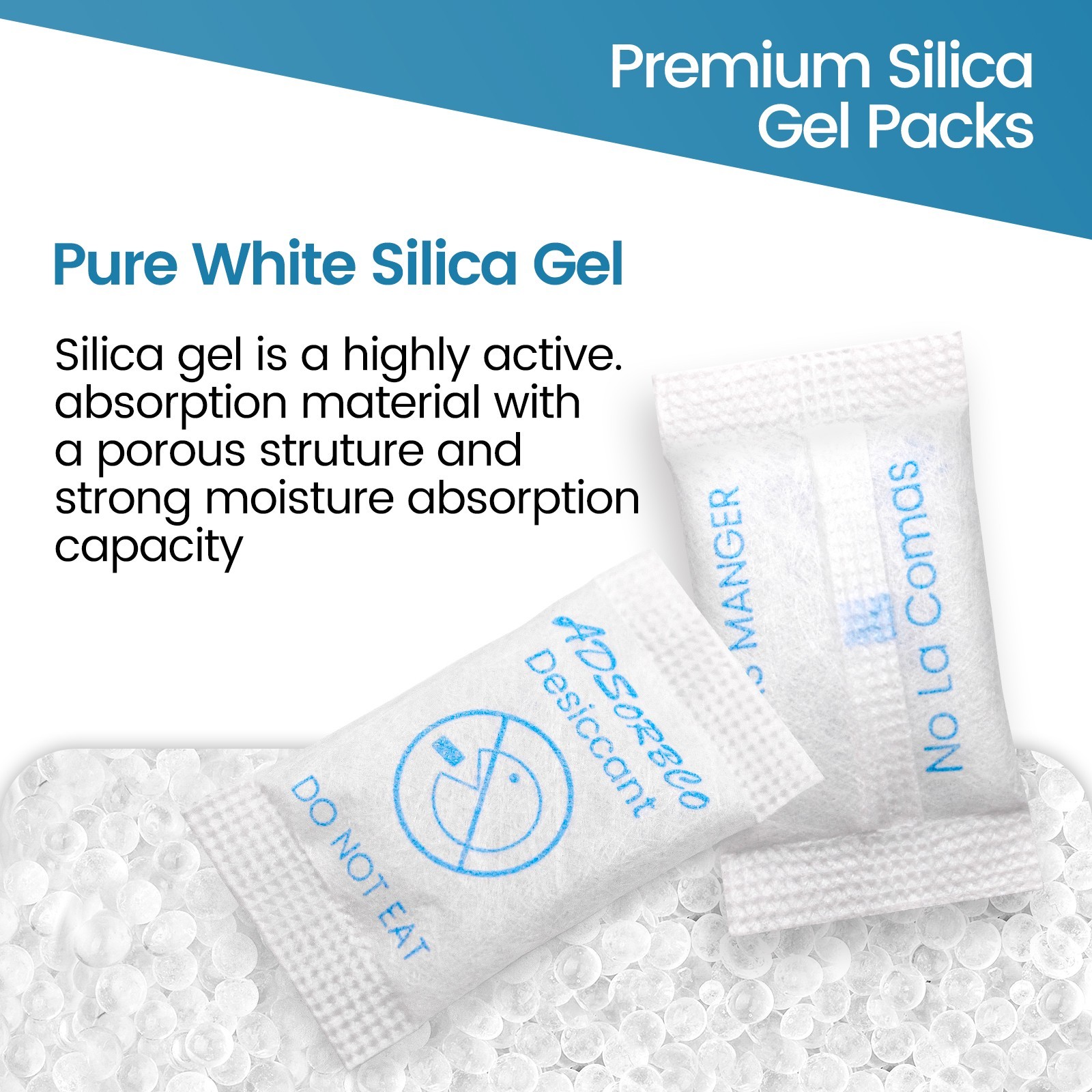 Adsorbco 3 Gram(50) Silica Gel Desiccant Packets–Mini Moisture Absorbing Packets