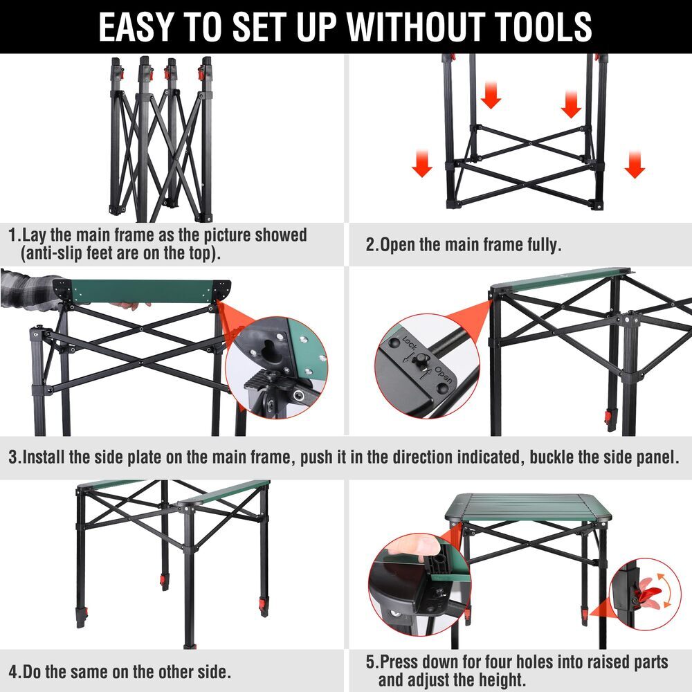 VILLEY Medium Folding Camping Square Table with Carry Bag Aluminum Square Table