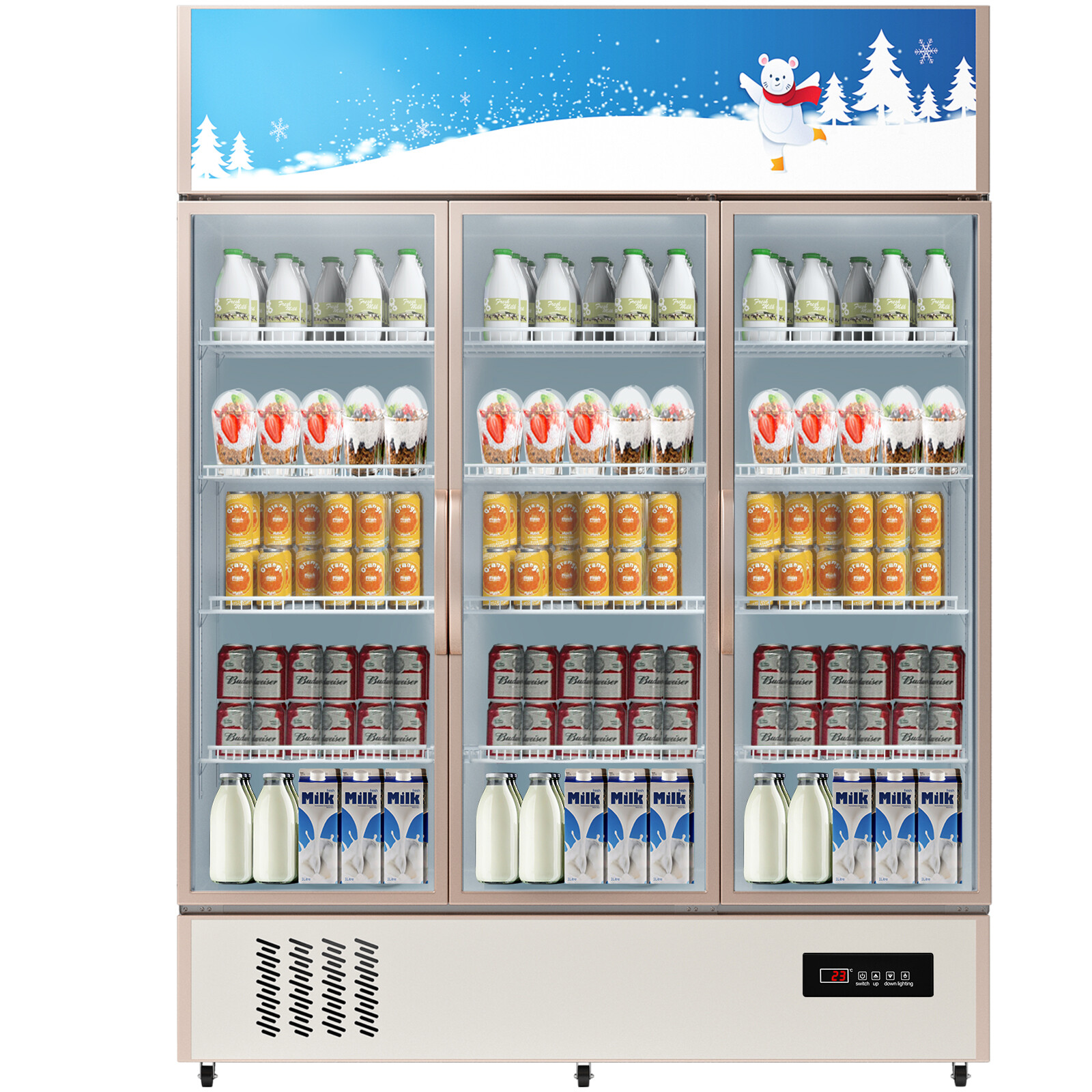 Uimoso 59'' Commercial Merchandiser Refrigerator 35 Cu.ft Beverage Cooler 3 Door
