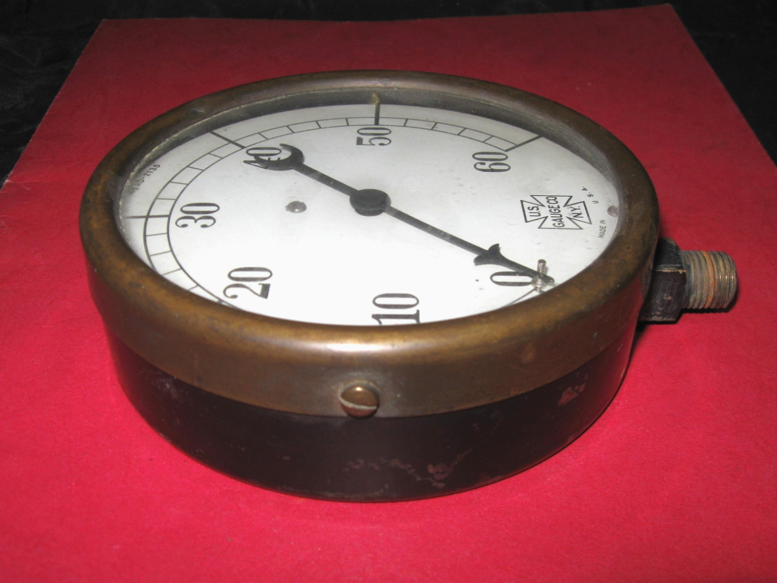 Antique US Gauge Co Brass Steam 60 PSI Gauge Boiler Engine GREAT STEAMPUNK