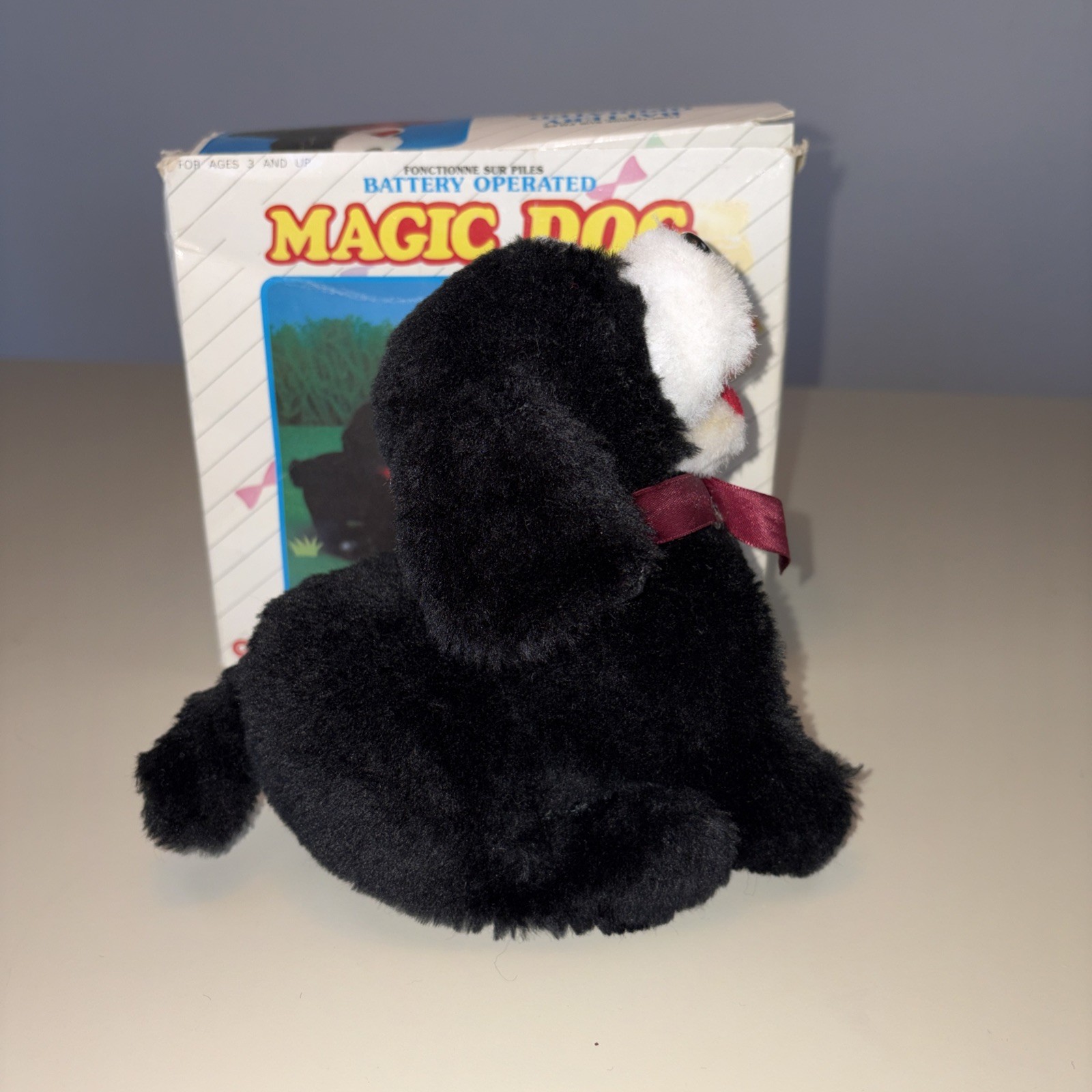 Vintage 1990s Flipping Toy Dog Back Flips Barks Walks Animatronic Not Work w/box