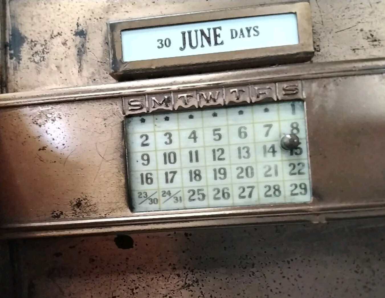 Antique Perpetual Calendar 1916 J.E Mergott NJ Clipboard Note Holder copper desk