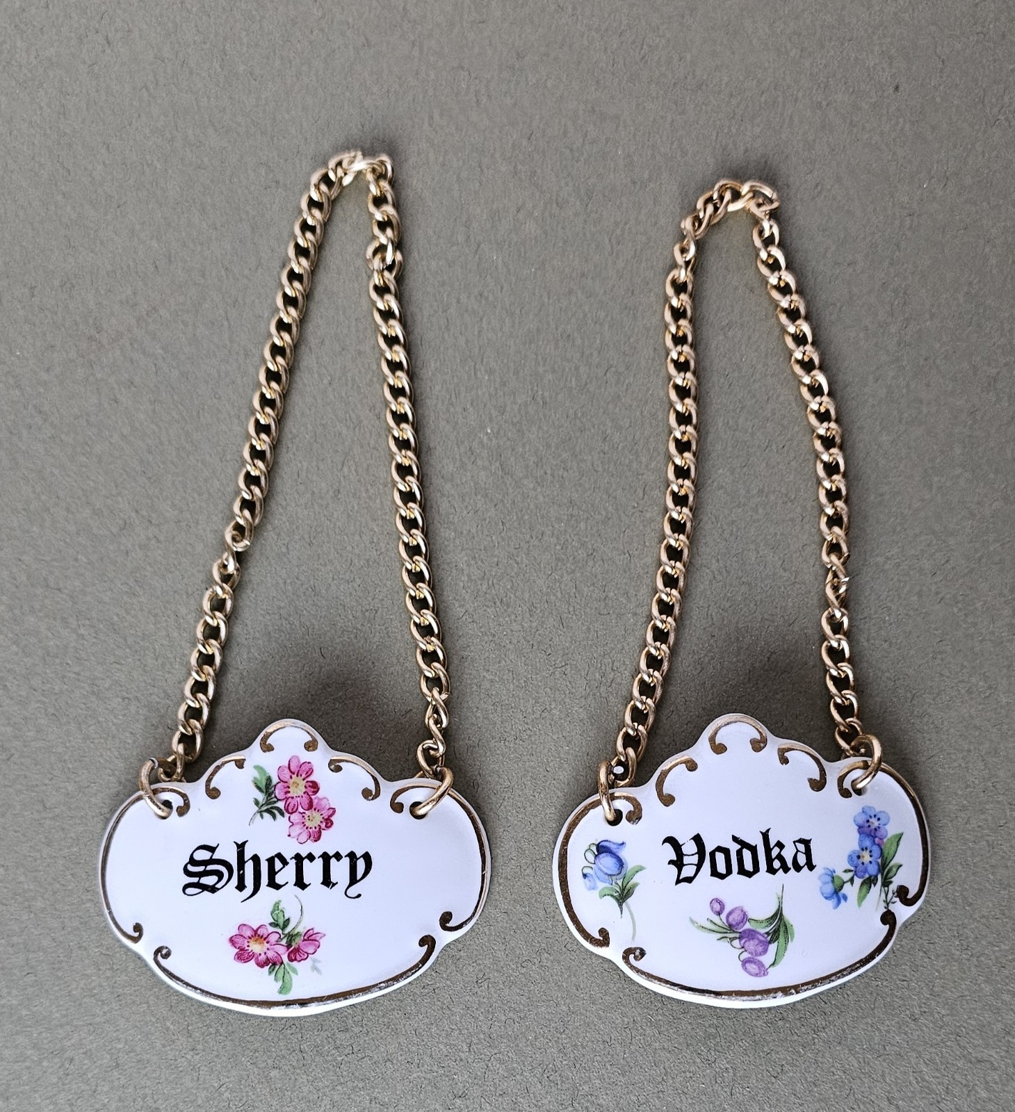 OAKLEY Liquor Bottle Labels Sherry Vodka Fine Bone China England