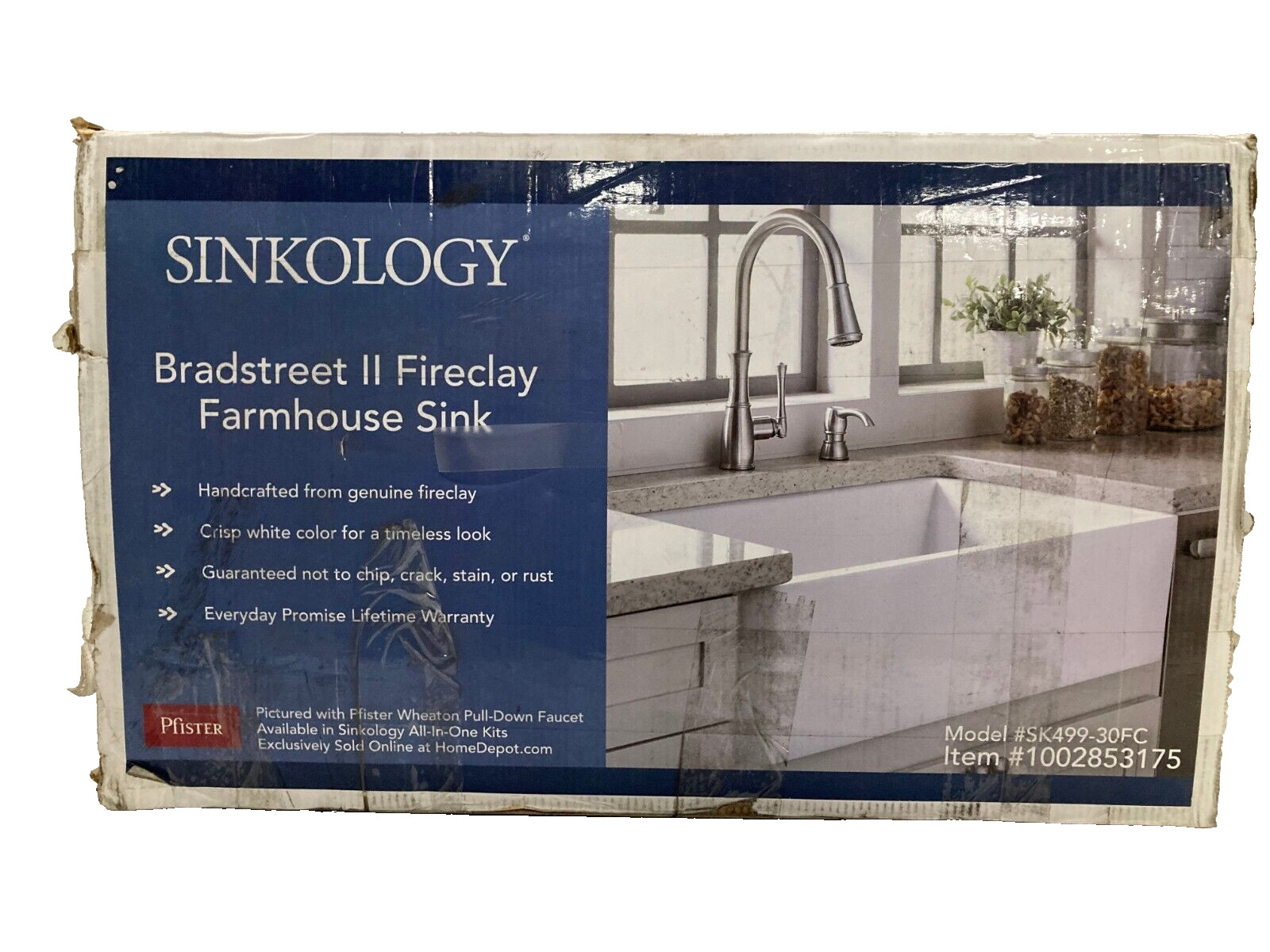 Sinkology 30" Single Bowl Fireclay Sink, Bradstreet Farmhouse Apron Undermount
