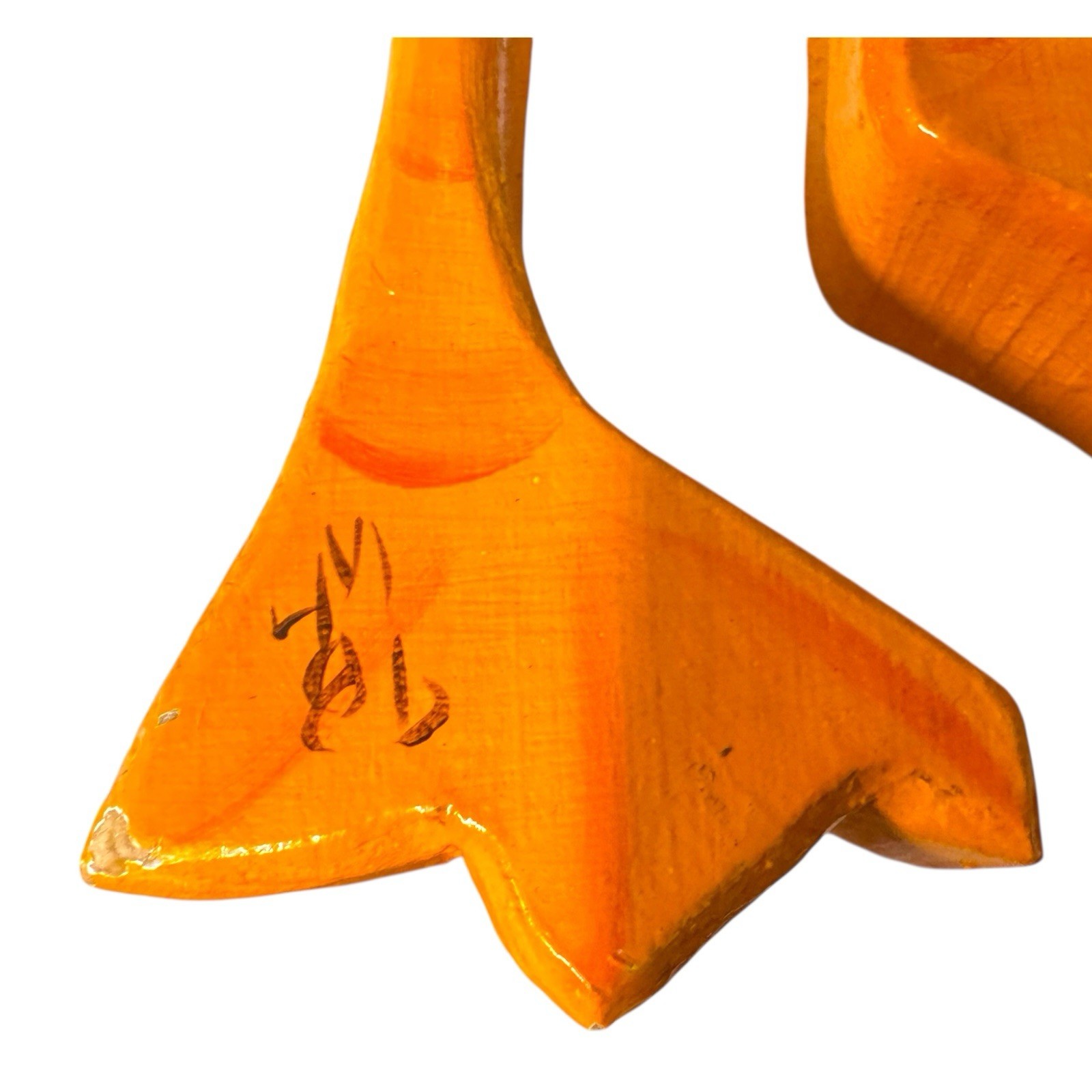 Vintage 80s Wooden Hen Wall Art Anamorphic Animals Pair Glazed Hand Painted