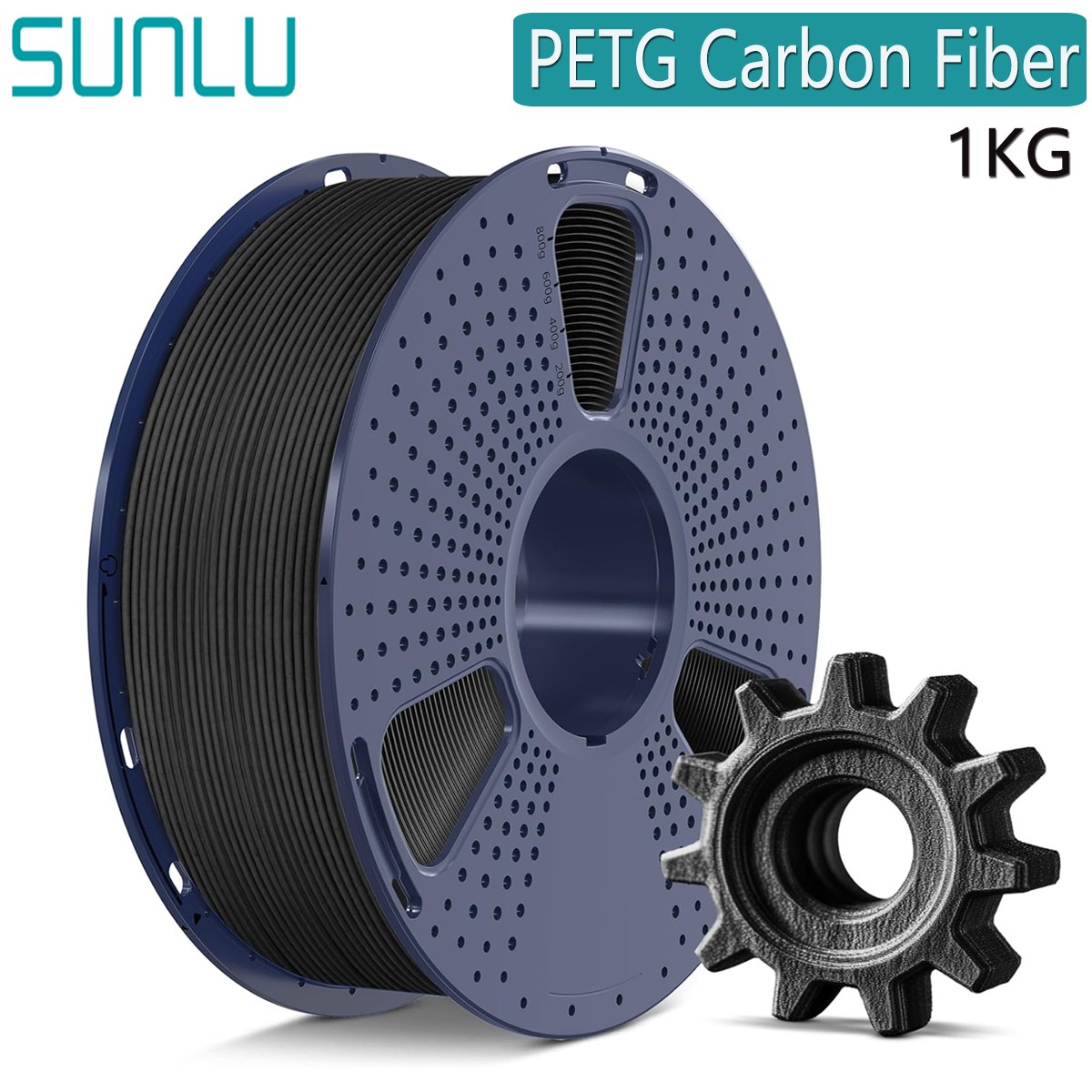 SUNLU Carbon Fiber PETG 3D Printer Filament 1.75mm PETG-CF 1KG,10% short fiber