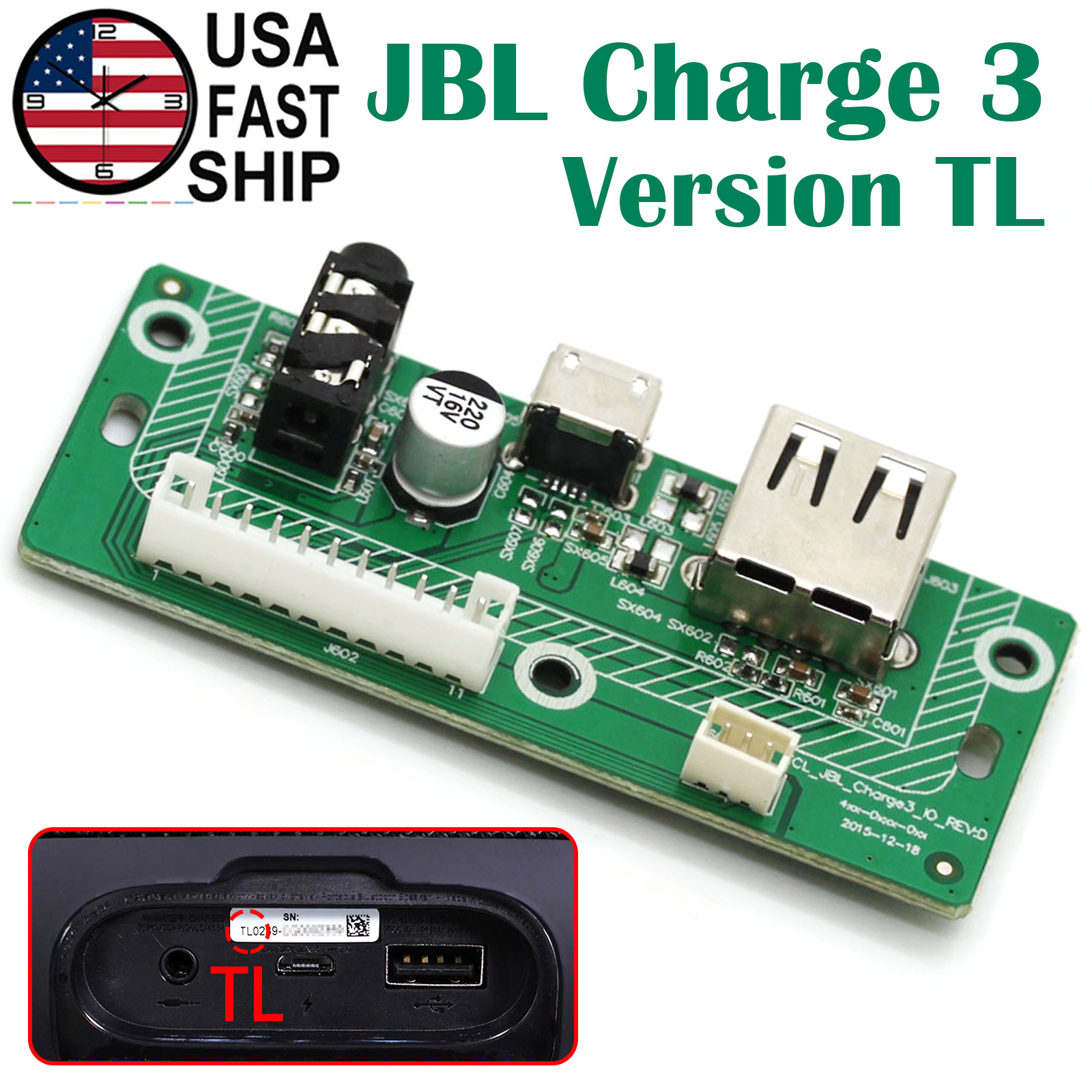 OEM Authentic USB Charging Port Board Audio Jack Power Dock For JBL Charge 3 TL