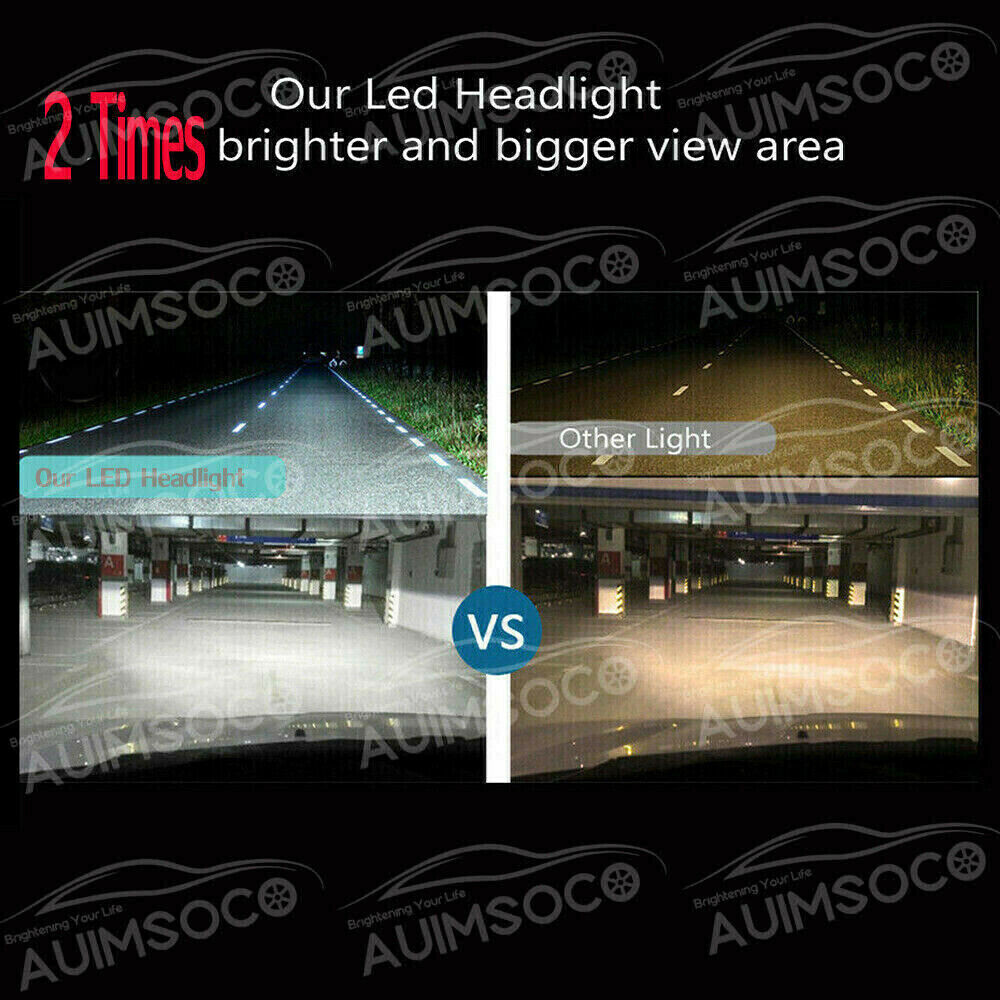 H13 9008 LED Headlight Bulbs Kit 10000W 1000000LM Hi/Lo Beam Super White Bright