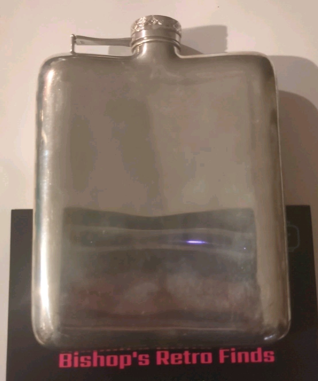 VTG Wallace STERLING SILVER 8oz Flask. Monogrammed "KSG" Unique Piece 195 grams