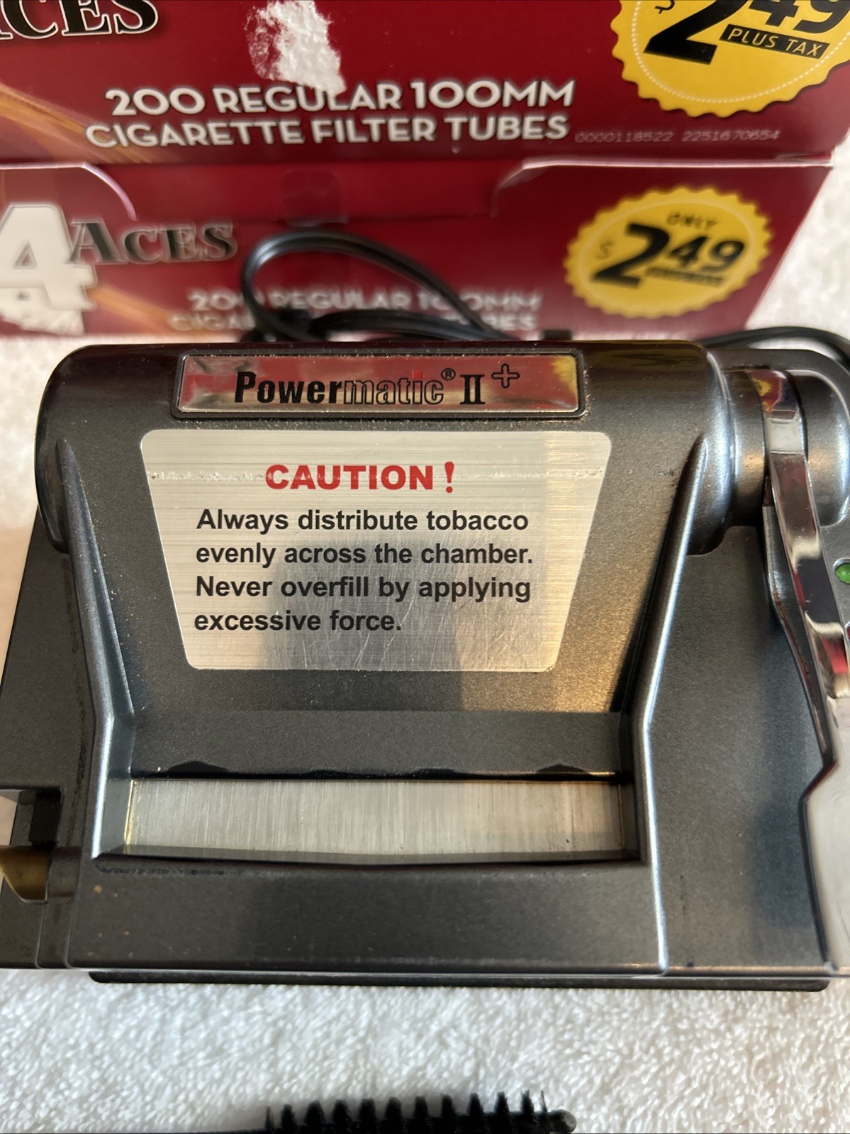 Powermatic 2 Plus Cigarette Electric Injector Machine With Filter Tubes.