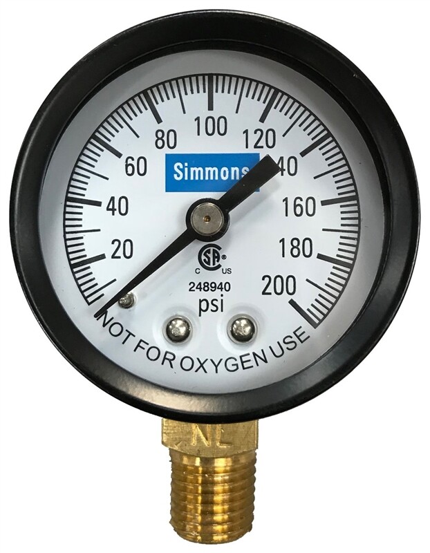 NEW SIMMONS 1306 200 PSI 1/4" MPT WELL PUMP WATER PRESSURE GAUGE