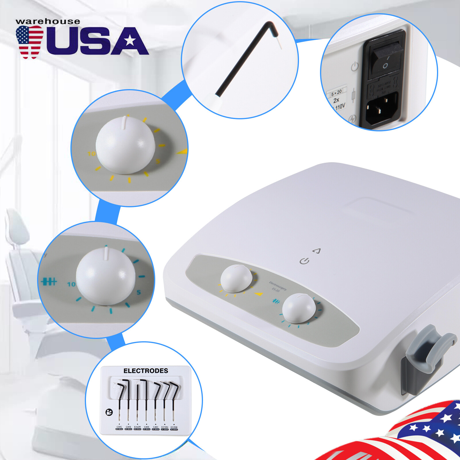 Dental Electro Electrosurgery Unit Machine High Frequency Electric 7pcs Knife US