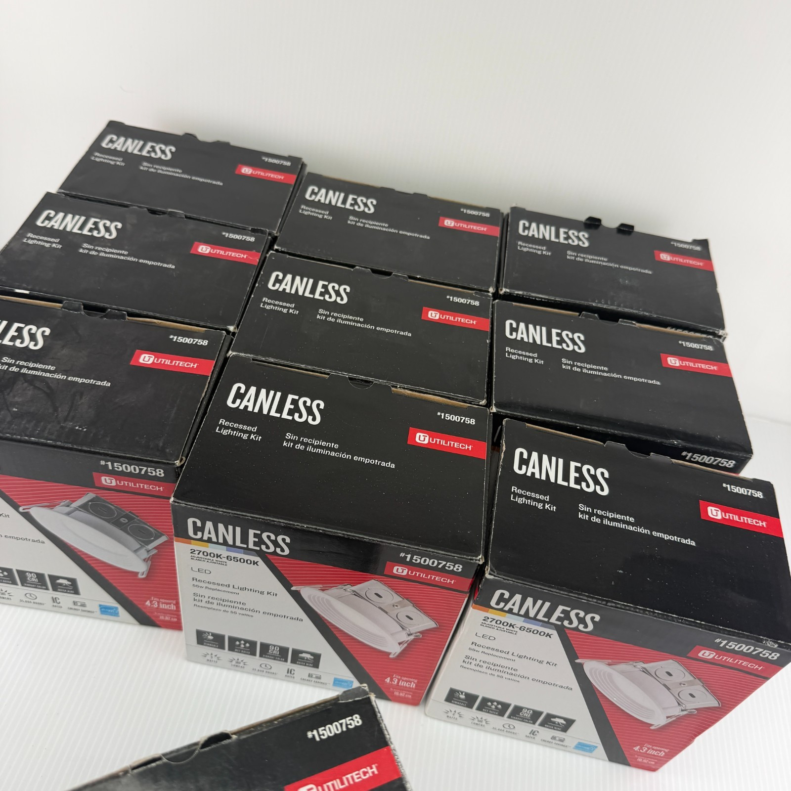 Lot 10 Utilitech Canless Recessed Lighting Kit 1500758 LED Adjustable White 4.3"