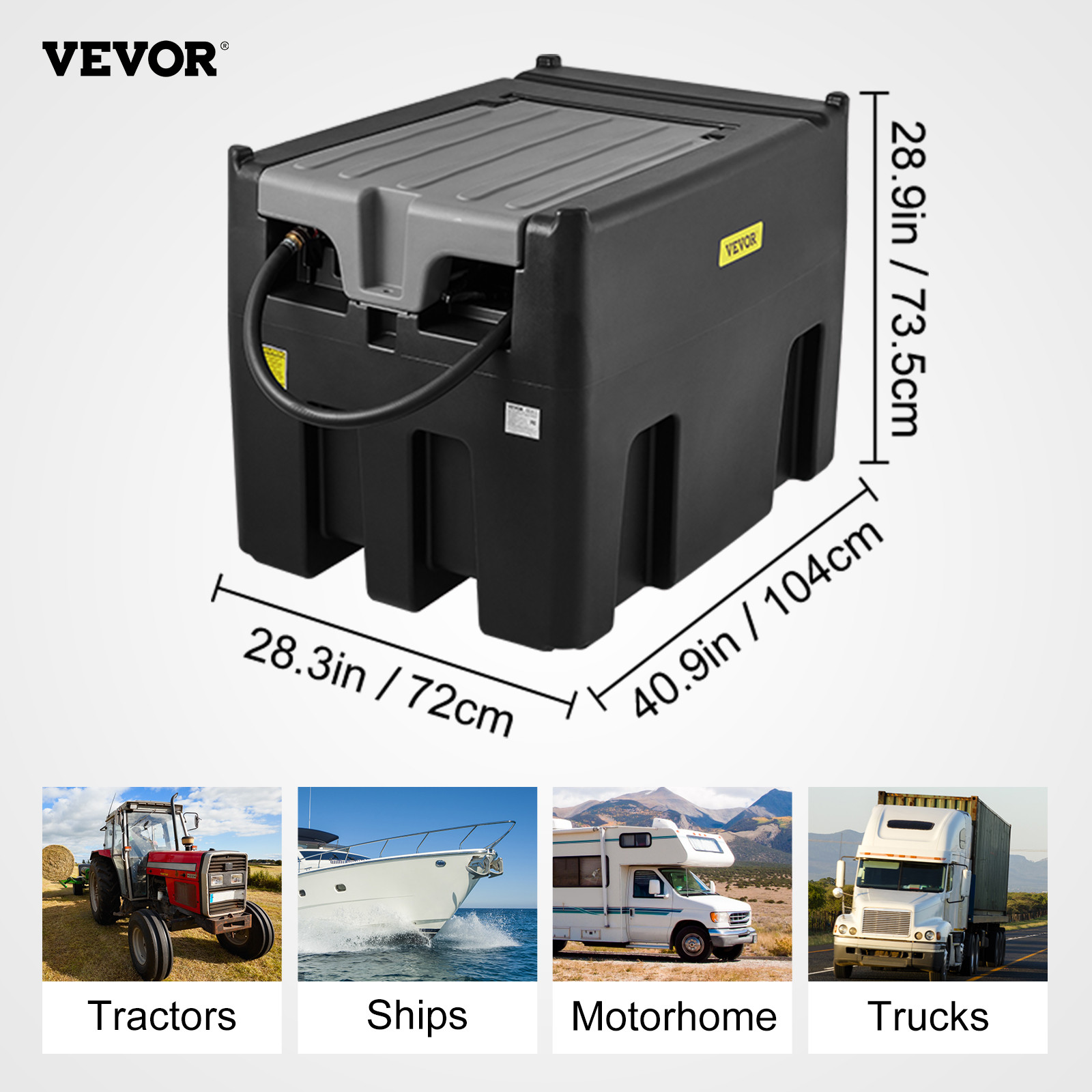 VEVOR Portable Diesel Tank 116 Gal Diesel Fuel Tank with 12V Transfer Pump Black