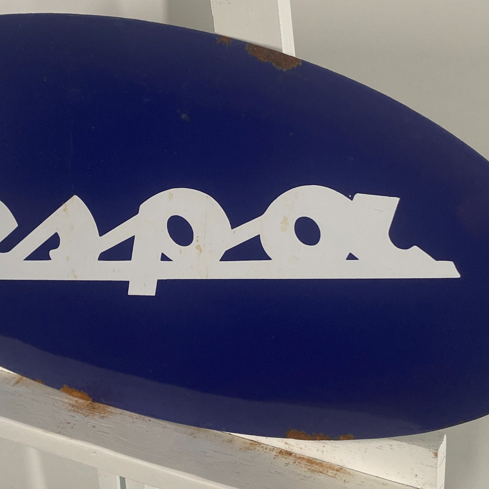 Piaggio Vespa Enamel Sign - 63x29cm (24.8x11.4") - Nice Rare Advertising Signage