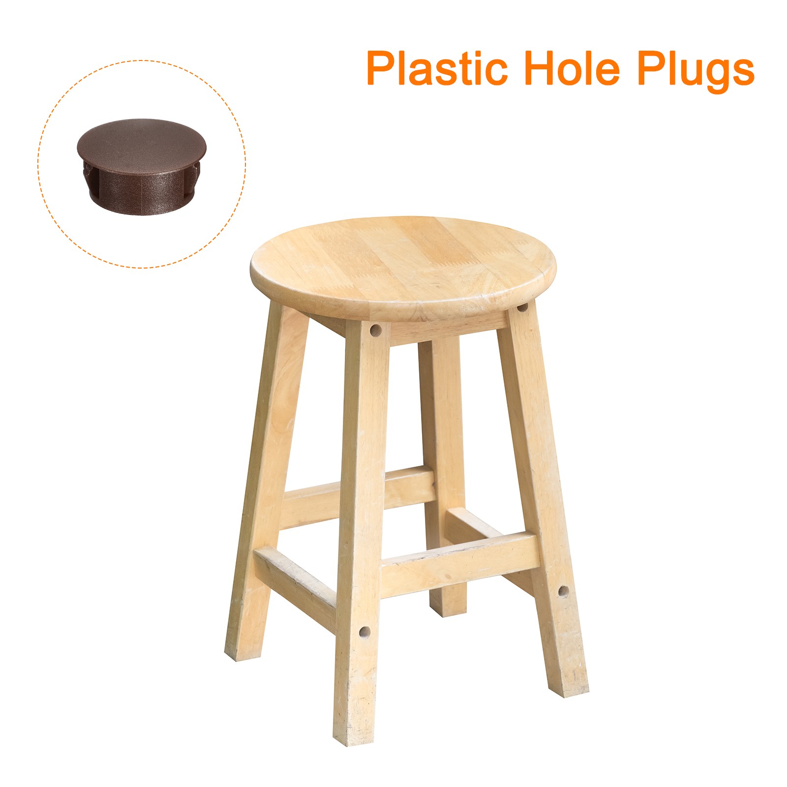 36Pack 19mm(3/4") Plastic Hole Plugs Panel Flush Type Knockout Brown