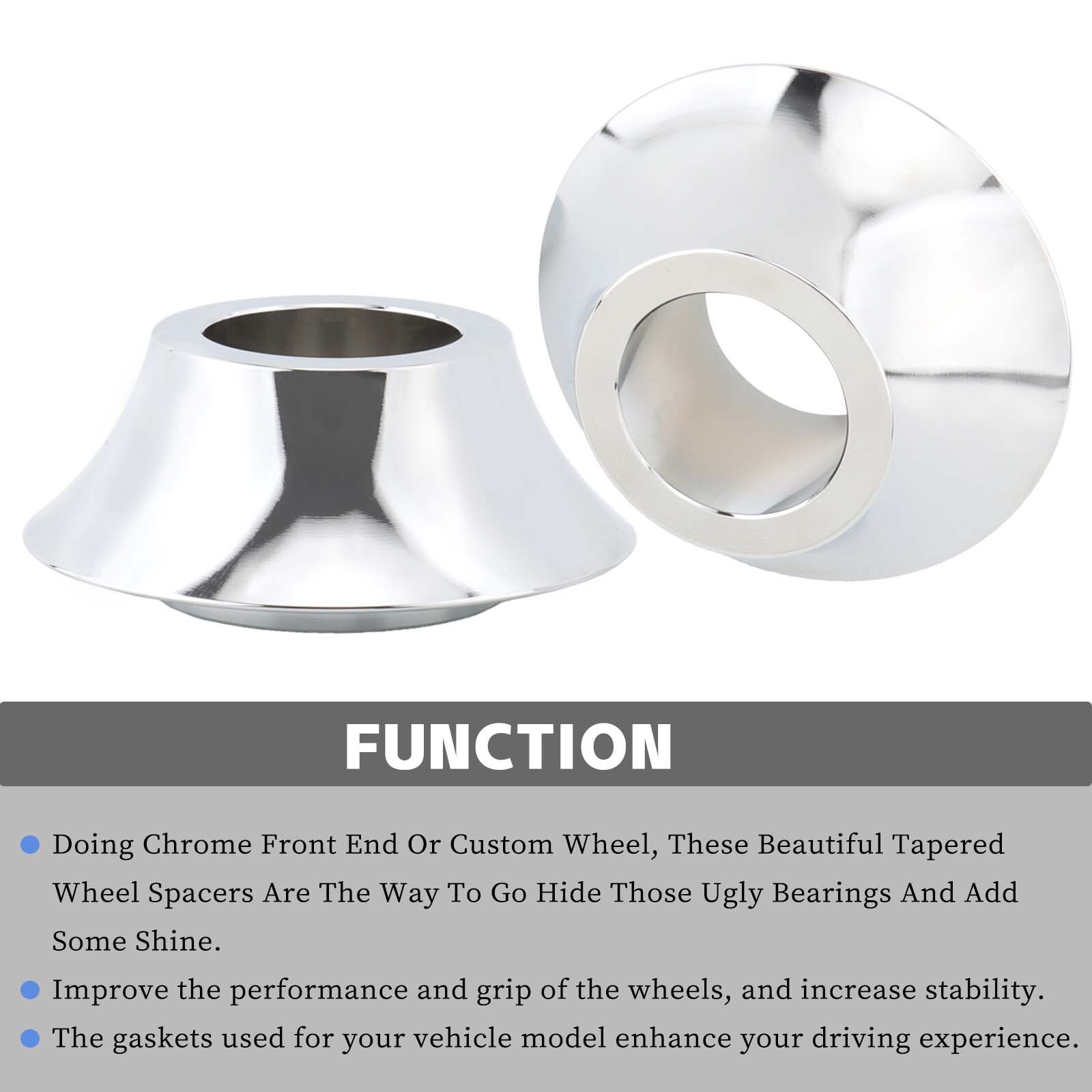 Chrome 1" Tapered Axle Wheel Spacers For Harley Street Glide Road King 2008-2023