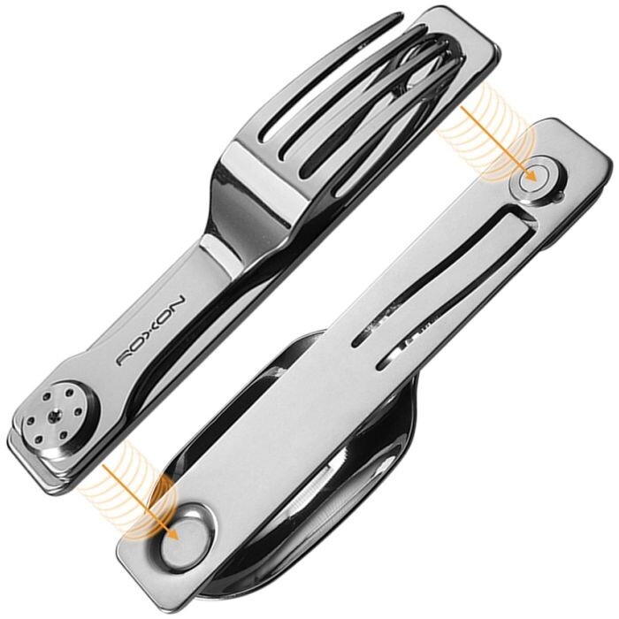 ROXON 2 in 1 Camping Utensil Set Locking Detachable Spoon & Fork Strong Magnet