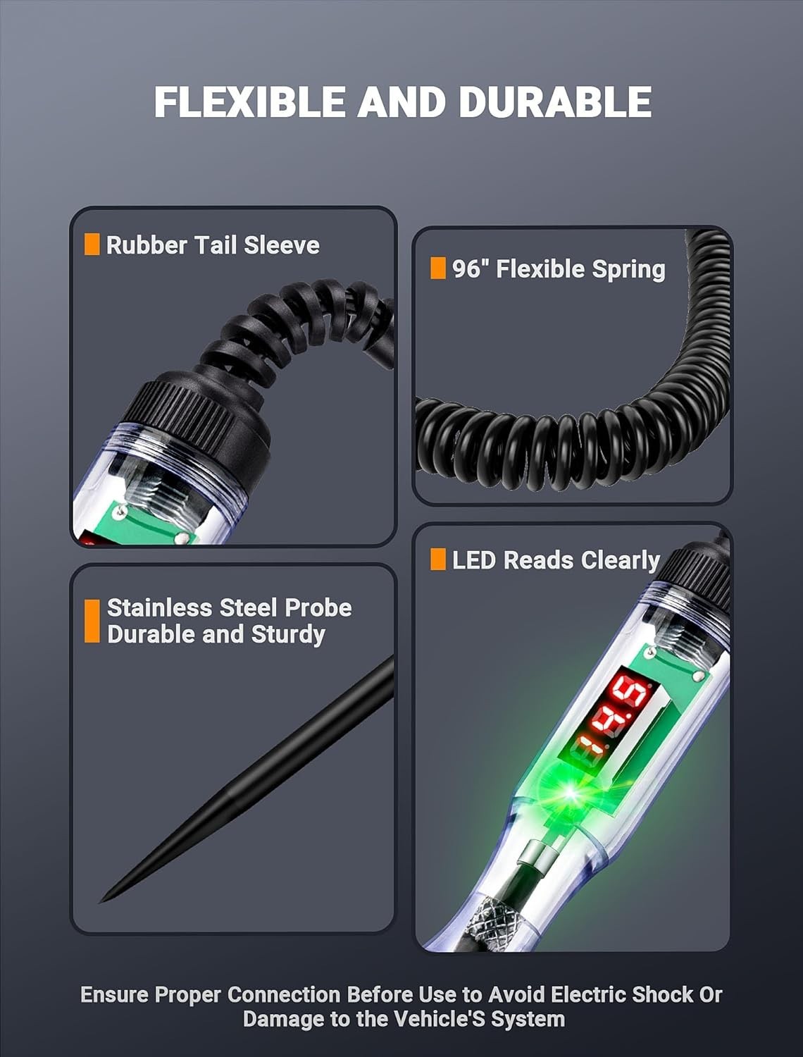 Automotive Test Light with 3-48V LED Digital Display, Automotive Circuit Tester
