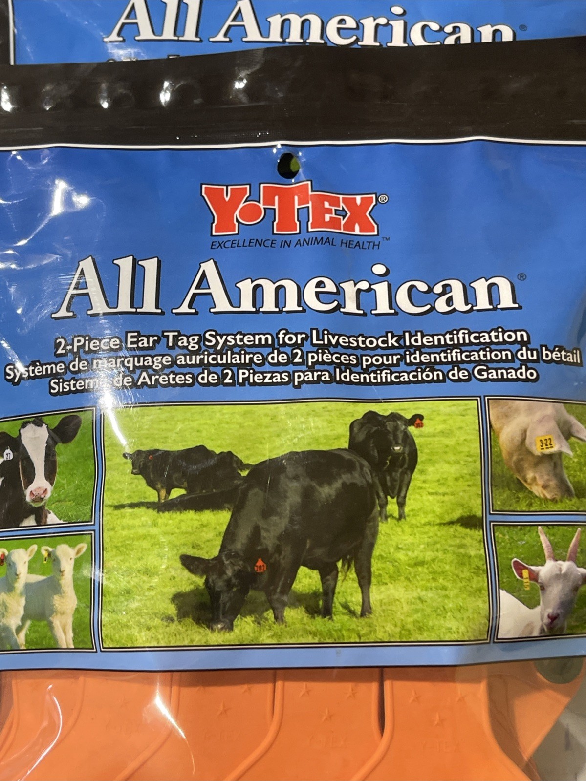 Y-Tex 4 Star Large Cattle Tags 25 Pack, 2 Piece Ear Tag System, Orange, 51-75