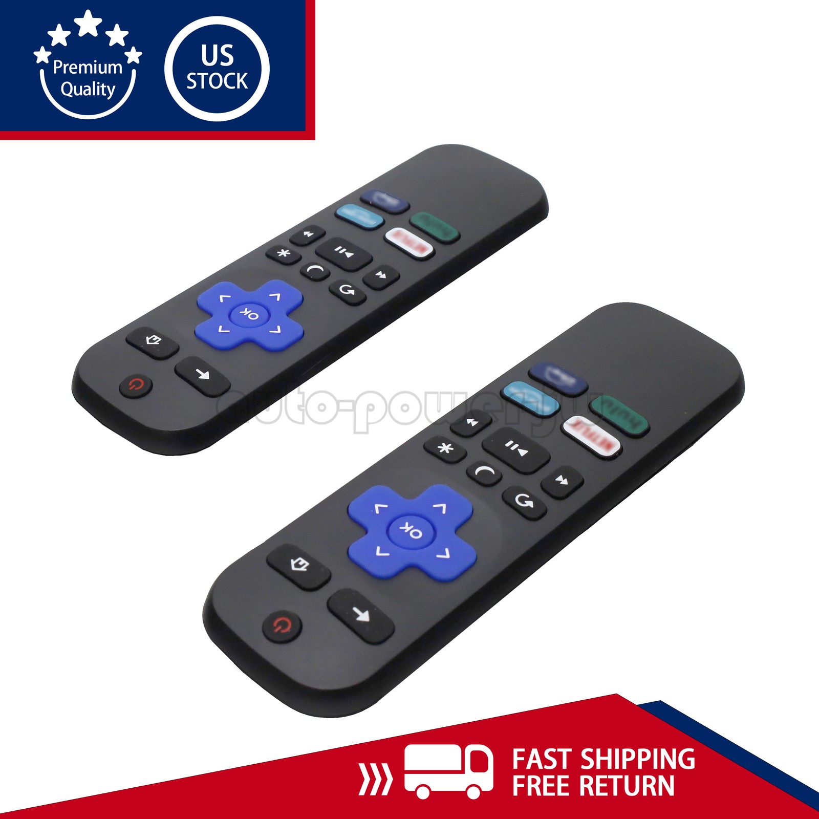 2x Remote Control Replacement For All TCL Hisense Onn Roku TV