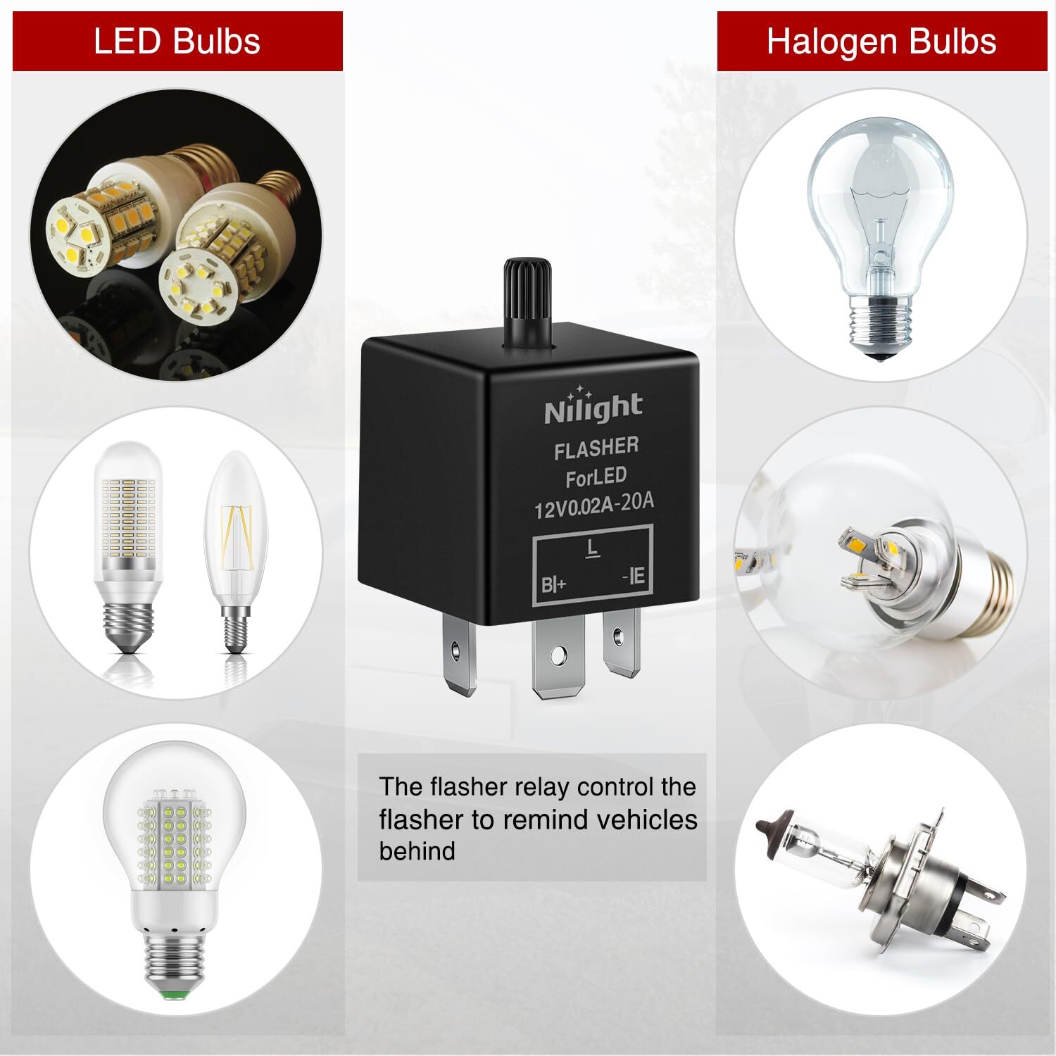 Nilight 4PCS Flasher Relay Adjustable 3 Pin CF13 JL-02 Electronic Blinker Relay