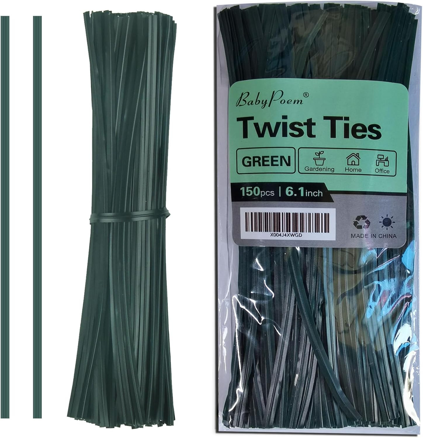 Twist Ties, 150 PCS, 6.1 Inches, Bread Ties, Green, Reusable, for Bags, for Gard