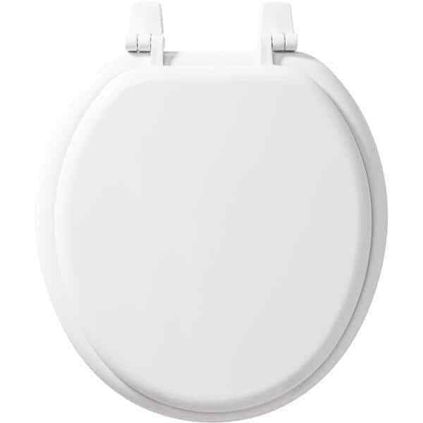 NEW Round Closed Front Enameled Wood Toilet Seat in White Durable & Wood Finish