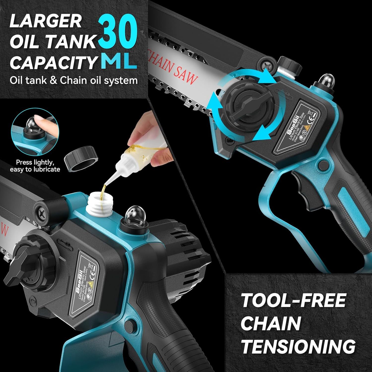 4-in-1 Cordless Pole Saw Chain Saw Pruning Shears Combo Kit 16ft Reach 2*4000mAh