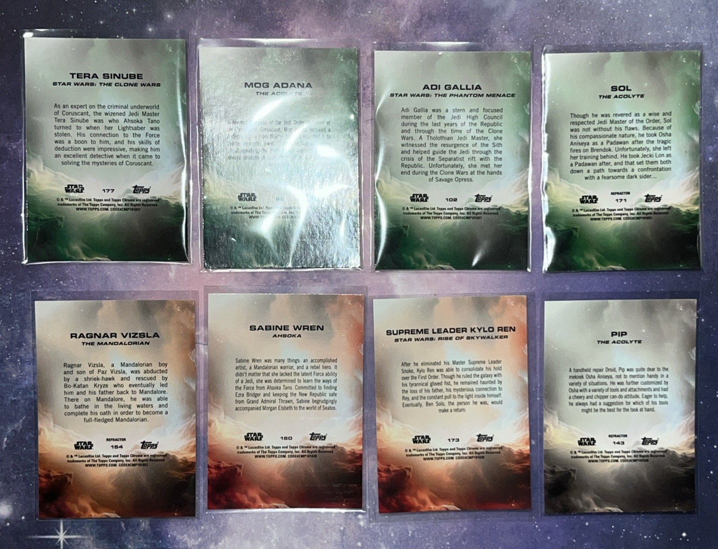 Star Wars*Topps Chrome 2025*Lot of 8*Raywave/Prizm/Refractors*Kylo*Sol*Free Ship