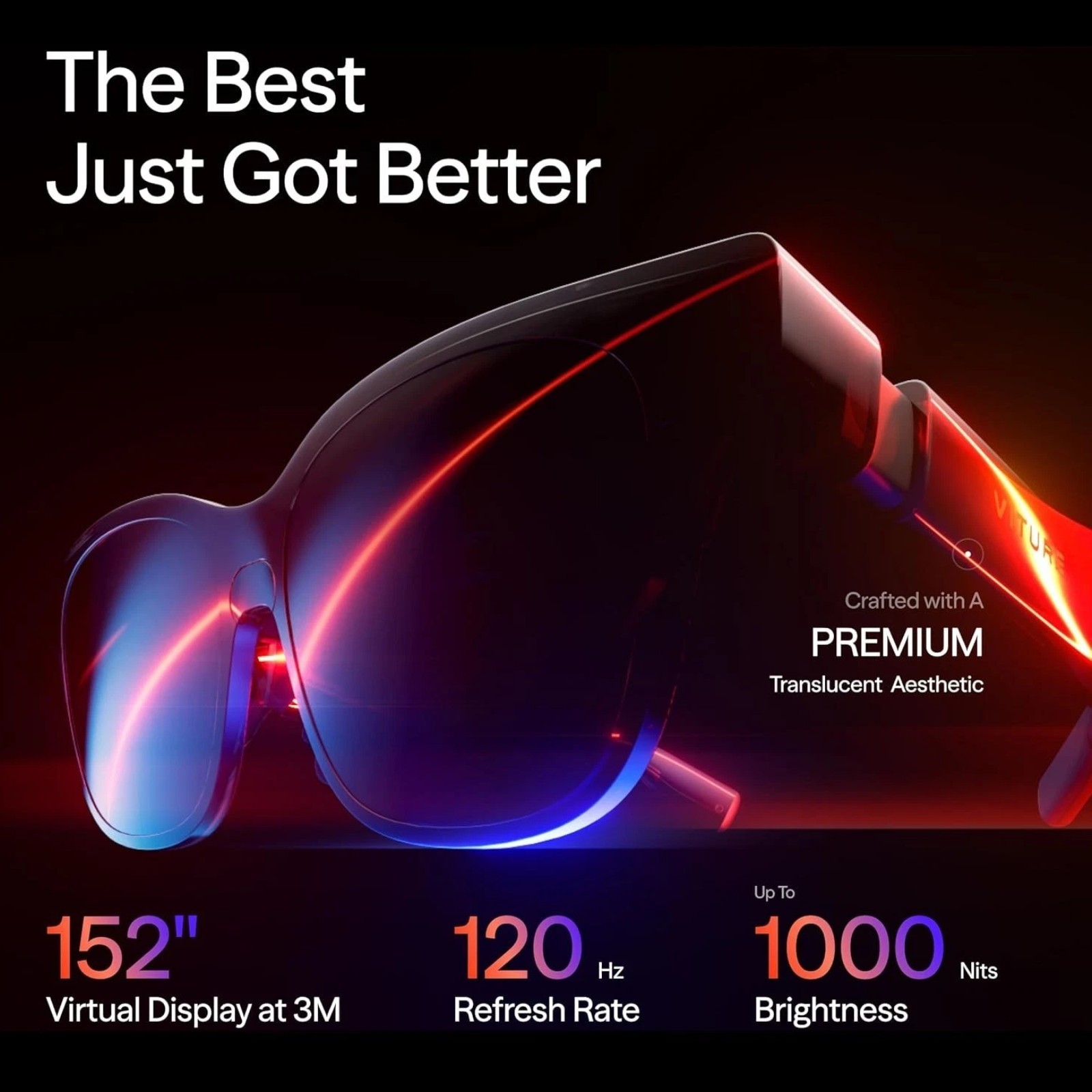 VITURE Luma Pro XR Glasses — 152” 1200p Ultra Sharp Display 52° FOV Regular Size