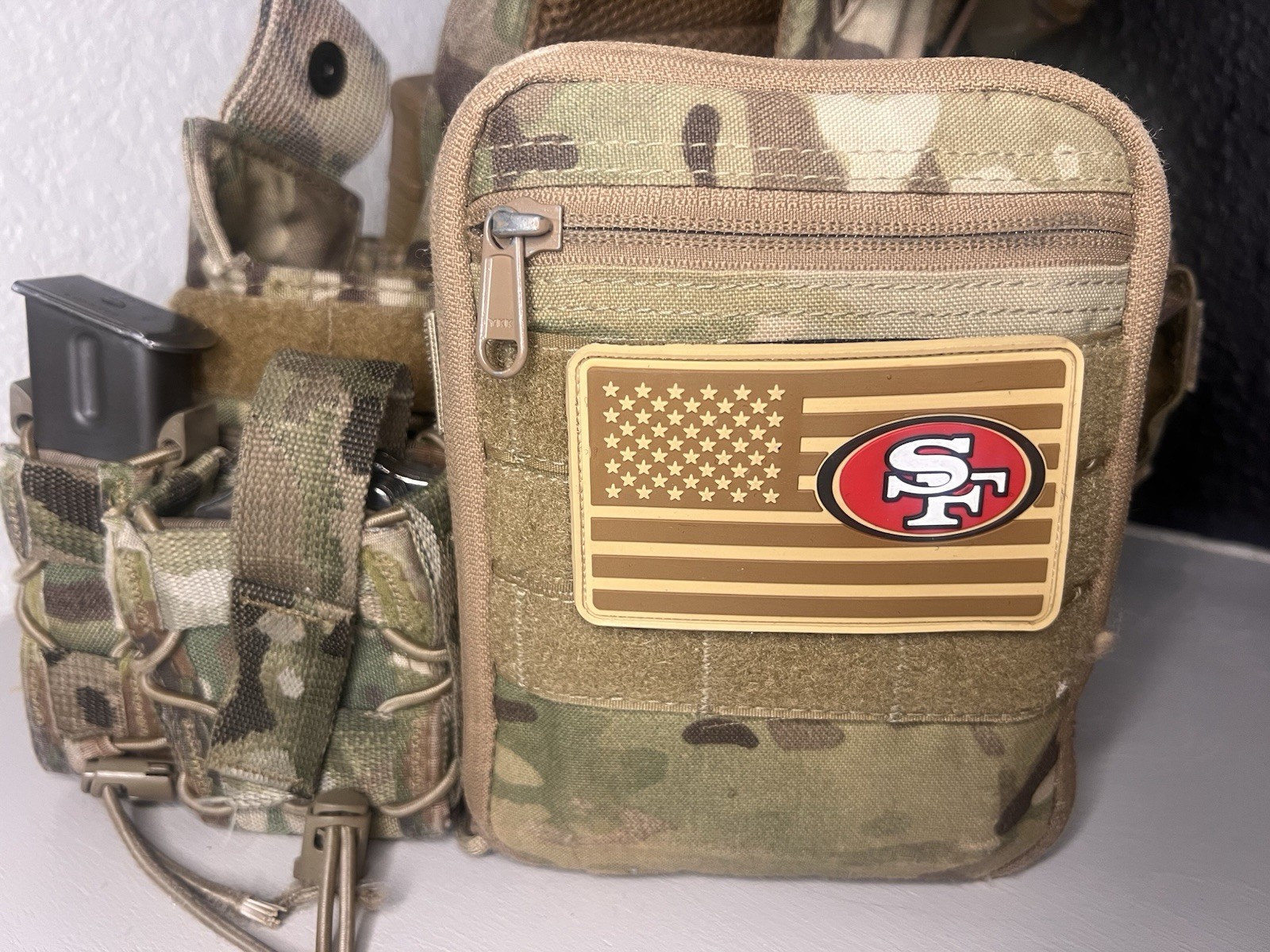 Military Combat American Flag San Francisco 49ers football PVC Patch W Vlcro