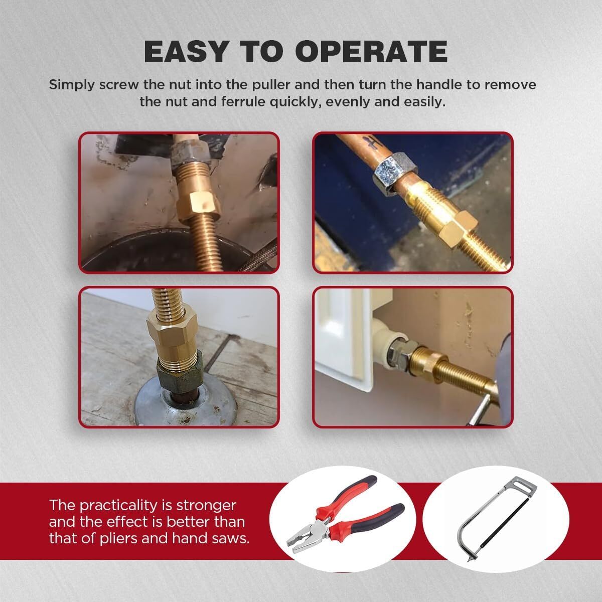 Olive Remover Ferrule Puller Brass Copper Pipe Fitting Plumbing Tool 1/2" 3/4"US