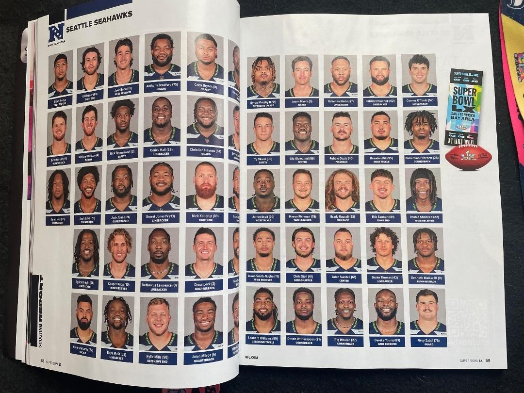 7pc NFL SB 60 LX Seattle Seahawks Program Lanyards Ticketholder Pin Package