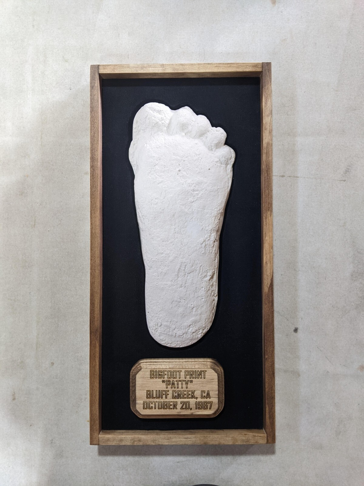 Bigfoot Patterson Patty Footprint Cast Display