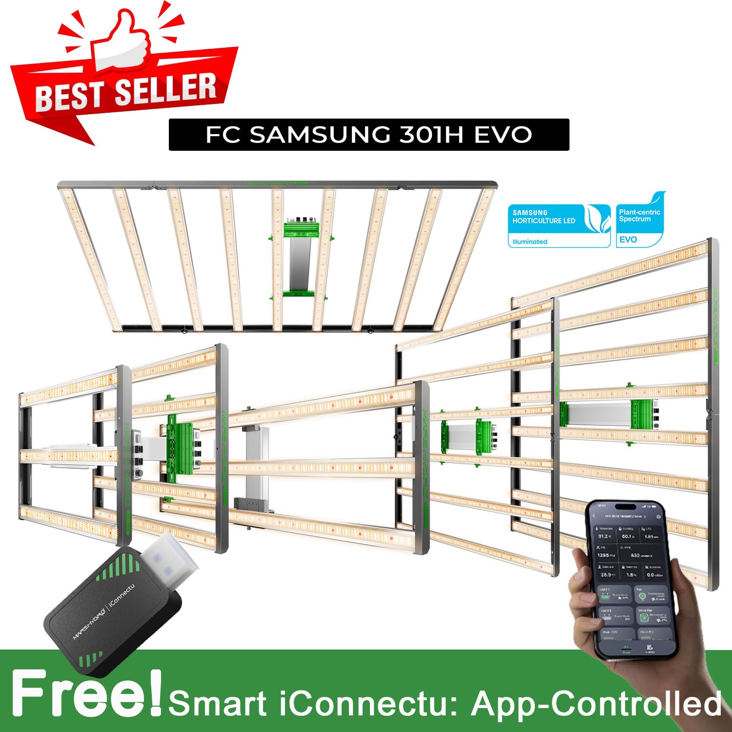 2026 Mars Hydro LED Grow Light FC EVO Smart Full Spectrum Samsung 301H EVO