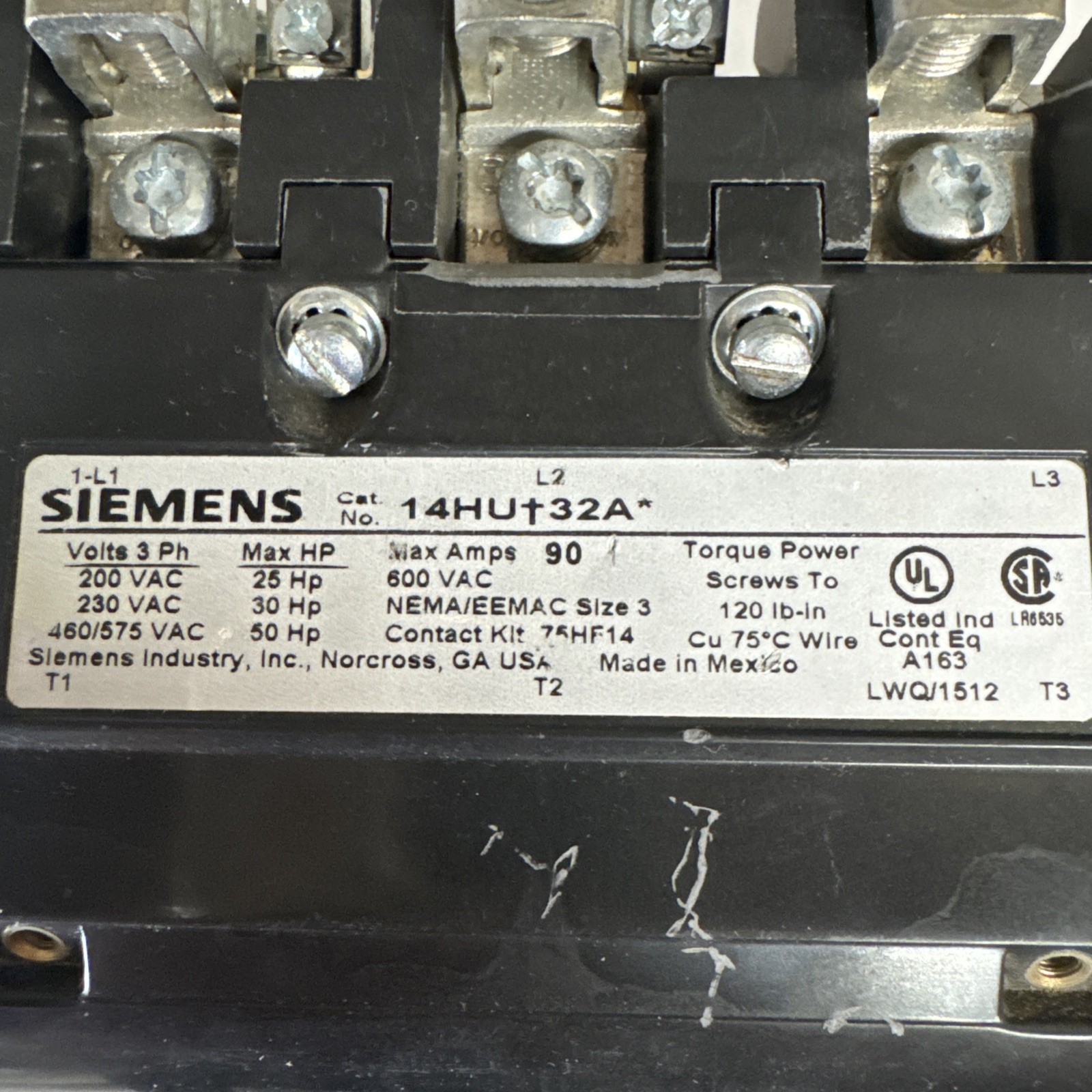 Siemens 14HU+32A* Nema Size 3 Starter