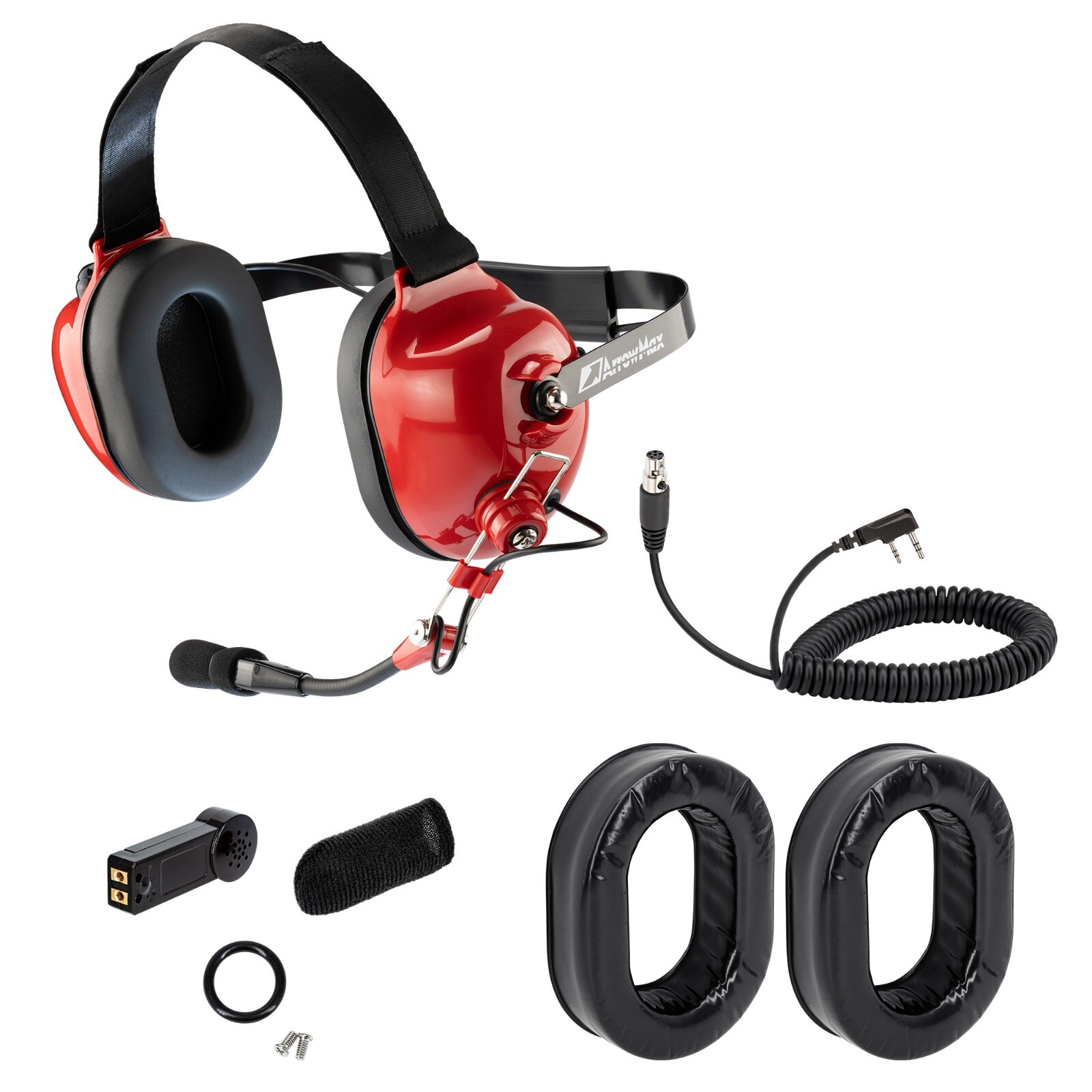 Racing Headset Red for Kenwood 2-Pin BaoFeng BTECH Radios with Noise Reduction