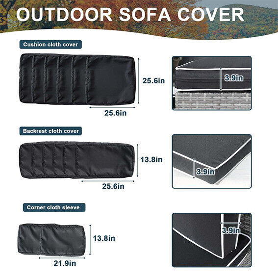 14 PCs Outdoor Patio Furniture Cushion Cover Set Replacement Covers Slipcover