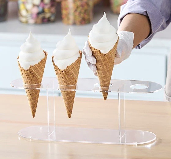 NEW Acrylic 4 Cone Ice Cream Cone Holder Tray Display Stand Rack Wedding Party