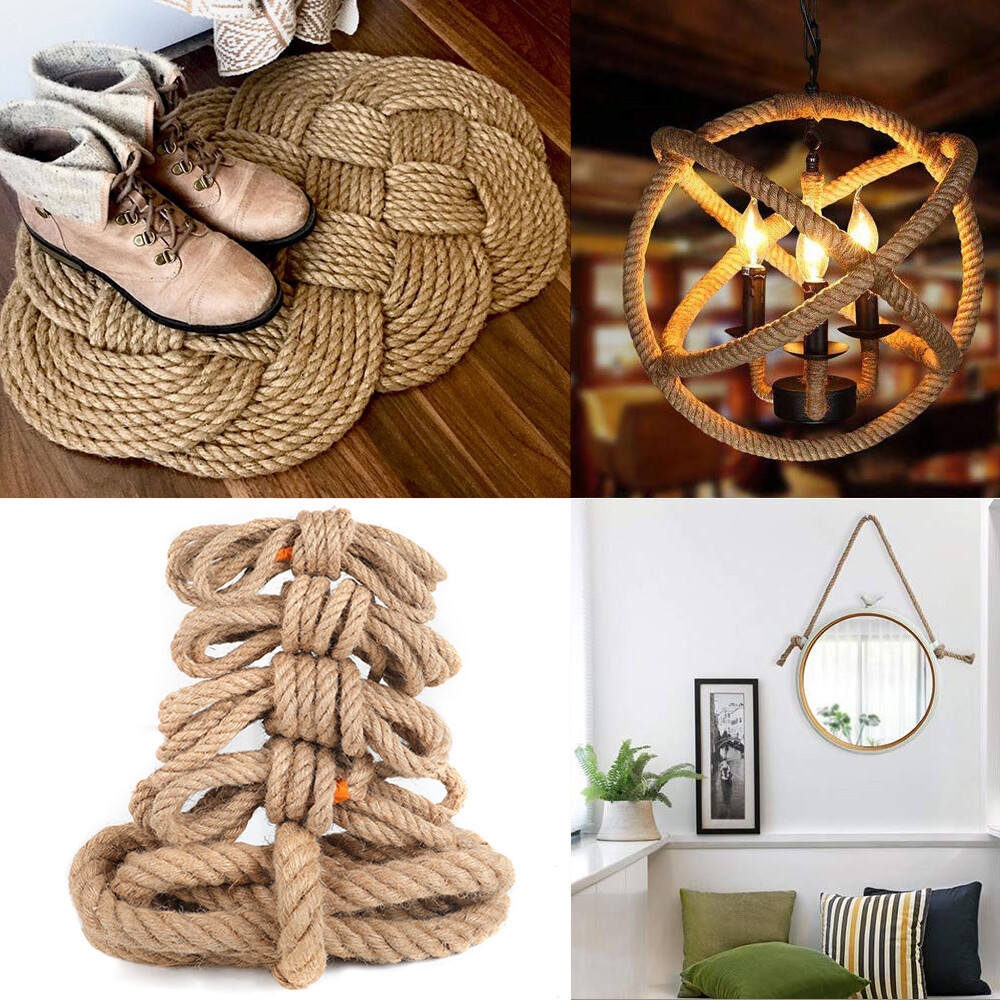 Twisted Manila 4 Strand Natural Fiber Cord Ropes Landscape Fitness Dock Decor