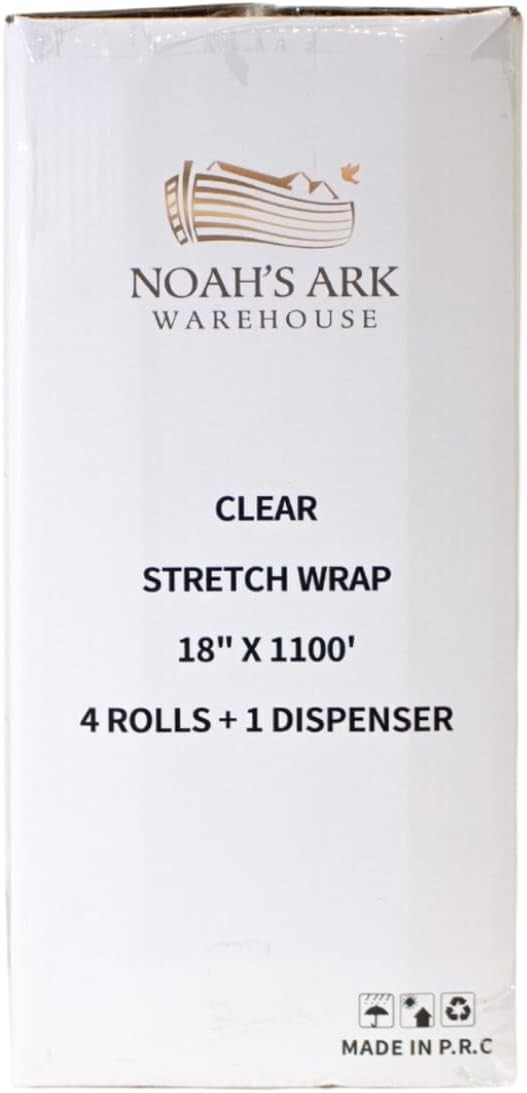 18" x 1100 FT 60 Gauge 4 Rolls Pallet Wrap Stretch Film Hand Shrink Wrap Clear