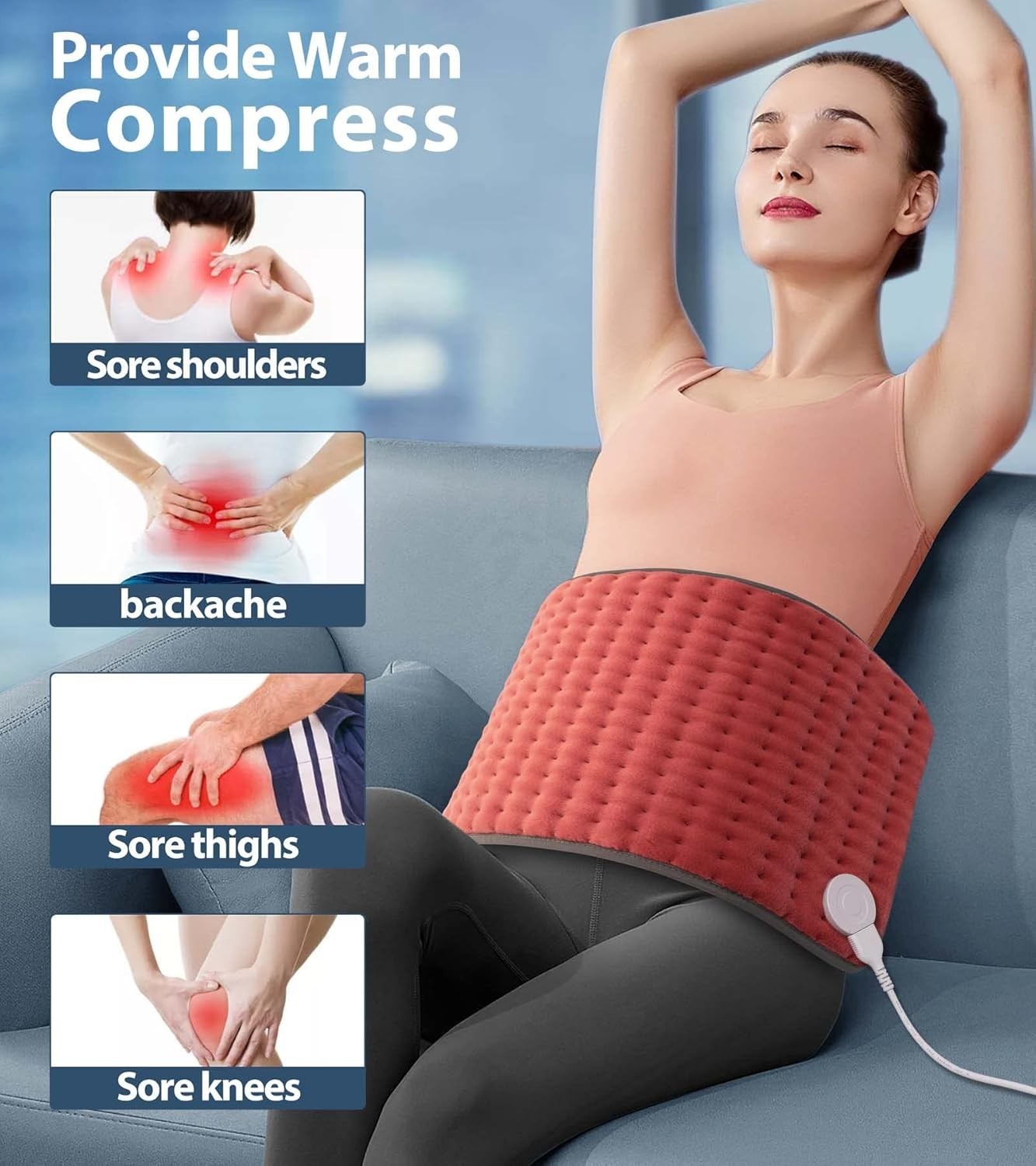 Heating pad for Back, Neck, Shoulder, Cramps and Leg Pain Relief,Heat Pads Gifts