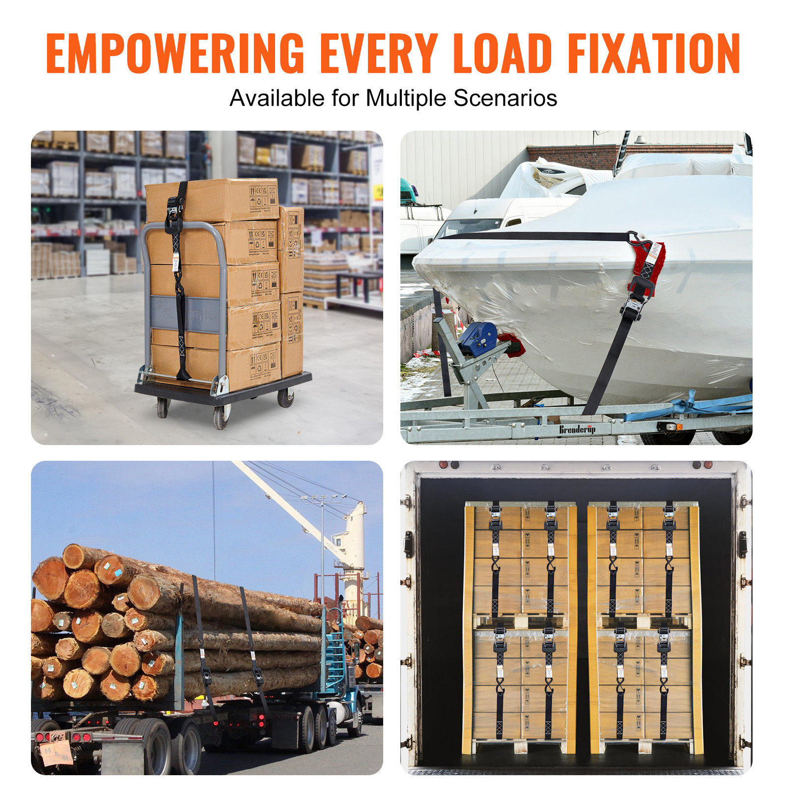 4 Pack Ratchet Tie Down Straps 5208 lbs 1.6" x 8' Heavy Duty for Cargo