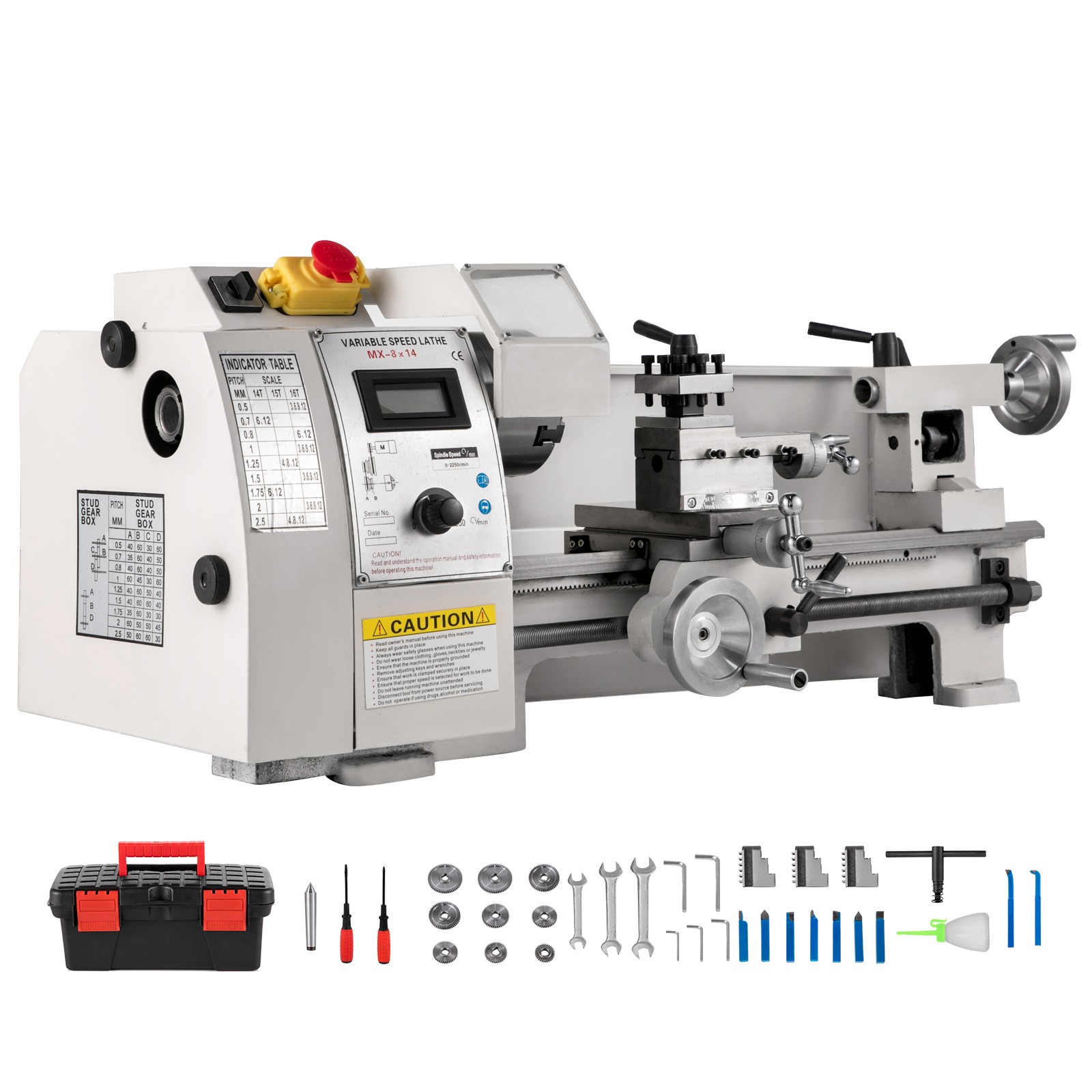 Uimoso Mini Metal Lathe 8"x14" Metalworking Machine Variable Speed 2250 RPM 600W