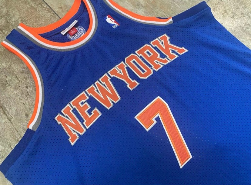 New York Knicks Carmelo Anthony retro vintage blue basketball jersey