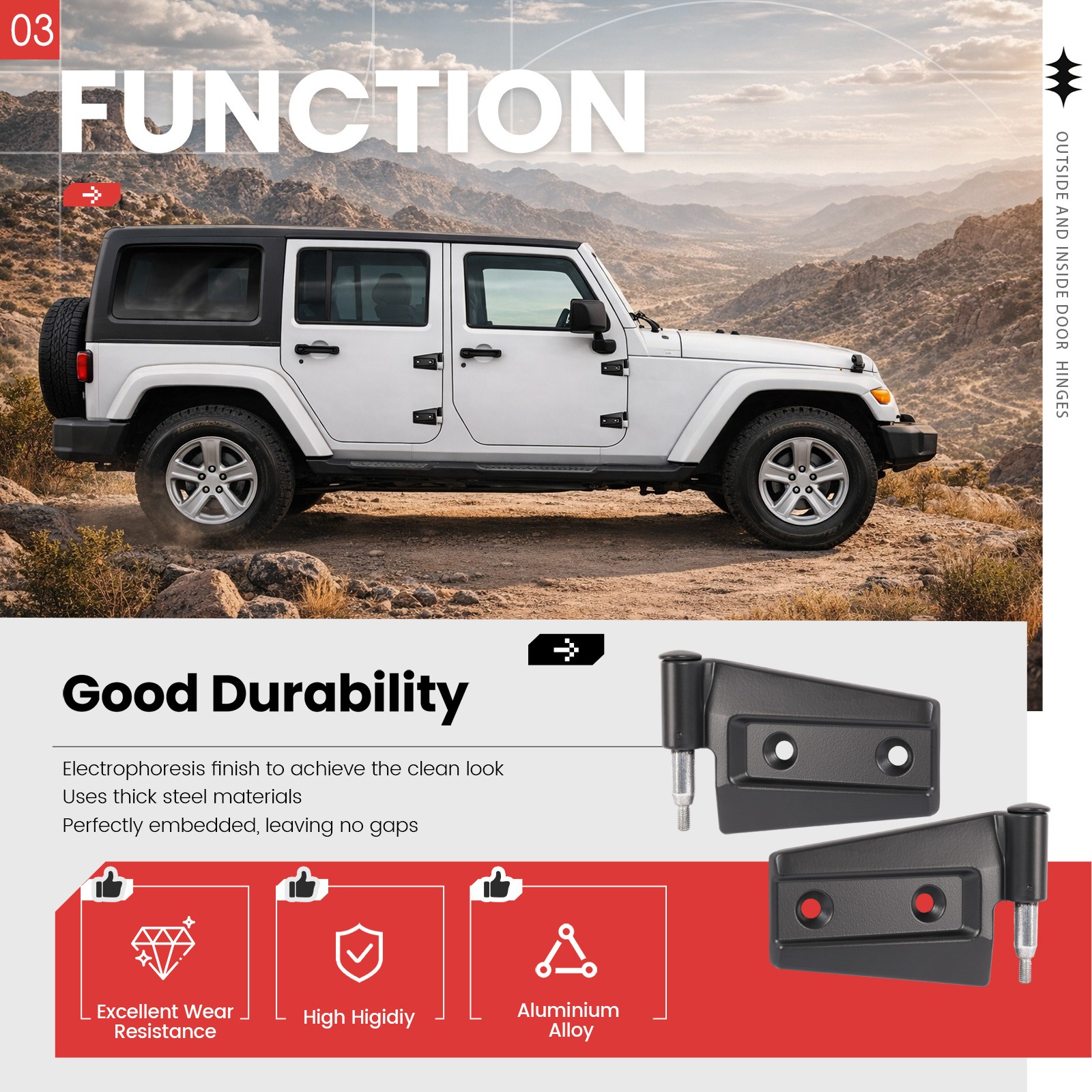 Fits 2007-2018 Jeep Wrangler JK Body Door Hinge Replacement Set Screw-On 16pcs